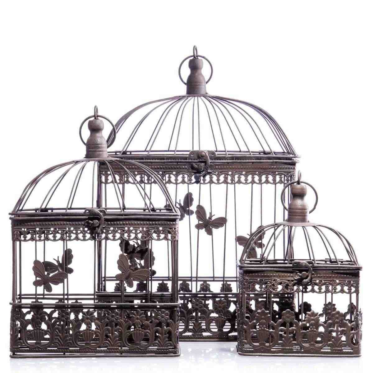 3er Set Vogelkäfig Blumen Pflanz Deko Käfig klein #63534