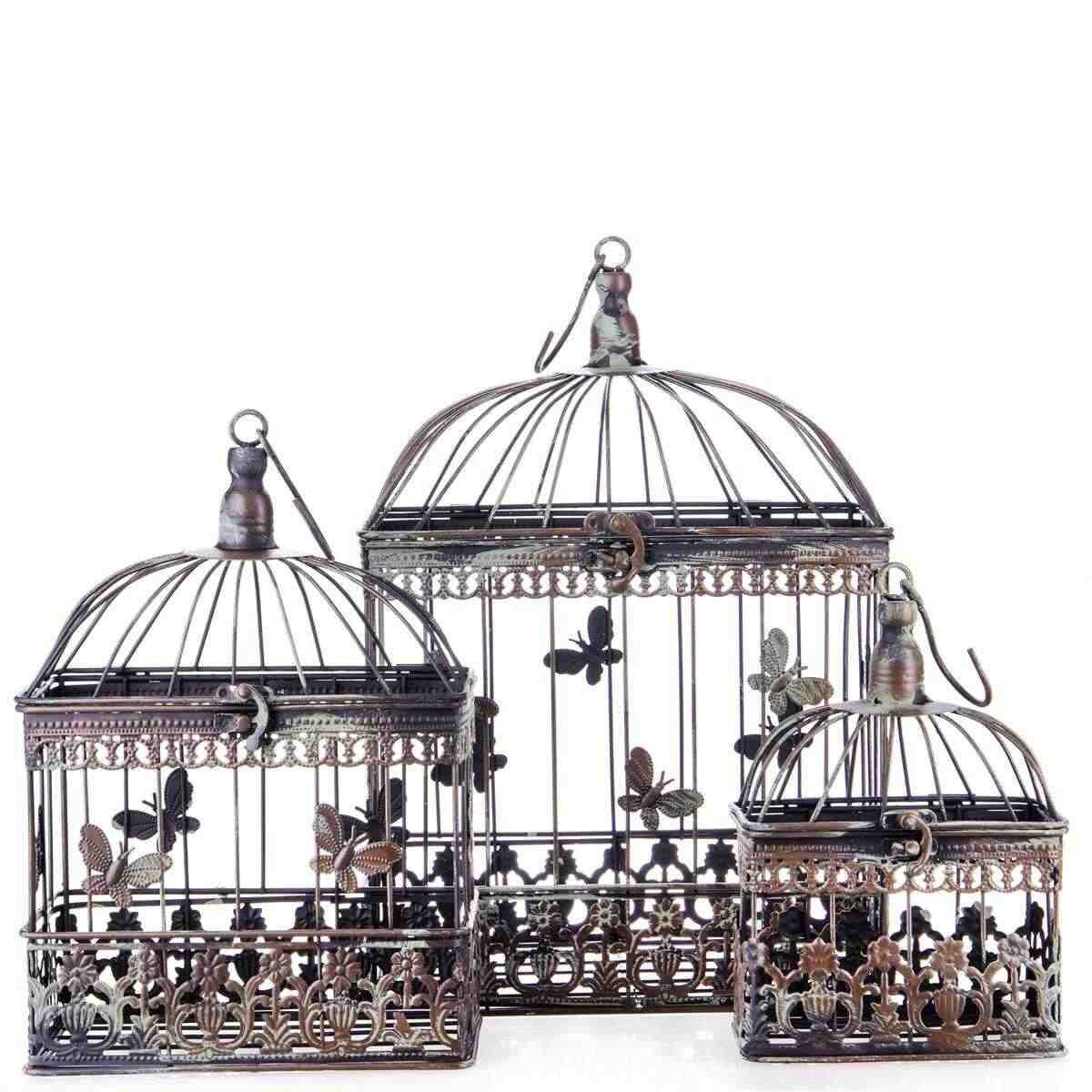 3er Set Vogelkäfig Blumen Pflanz Deko Käfig klein #63536