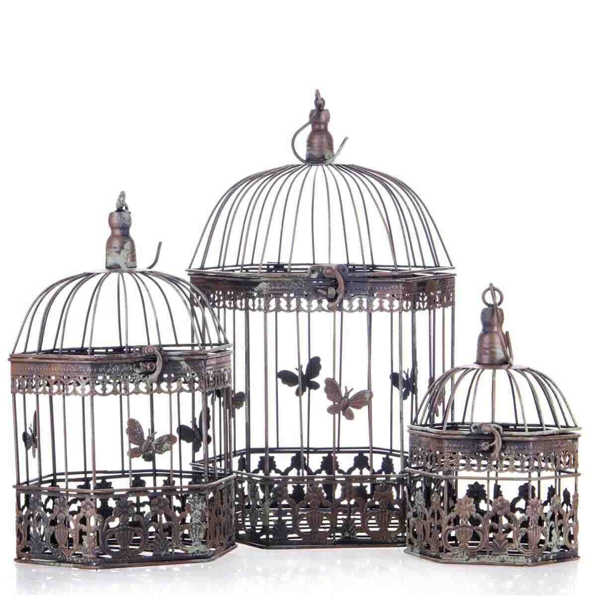 3er Set Vogelkäfig Blumen Pflanz Deko Käfig klein #63539