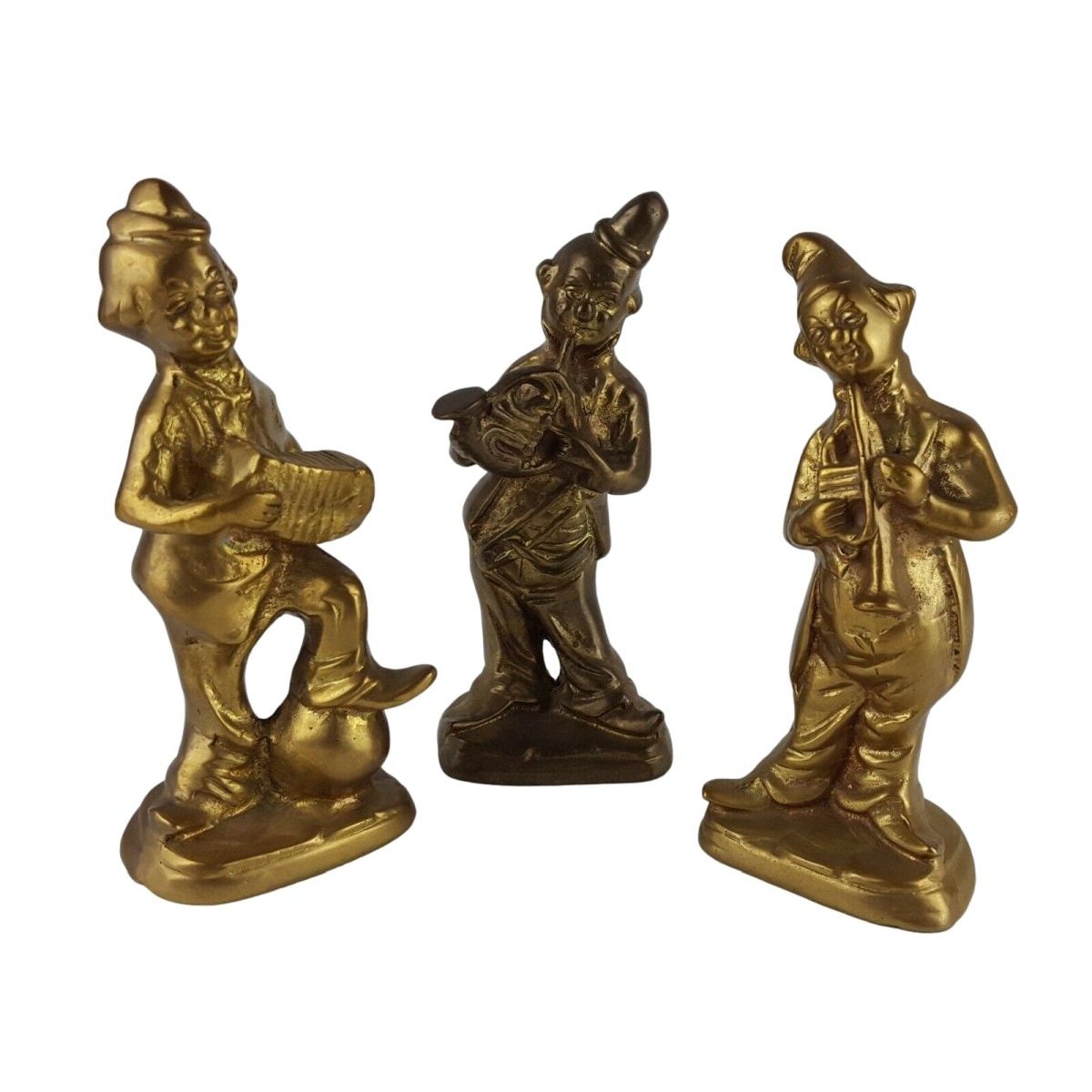 3er Set Messing Figuren Clown Musiker 3 tlg. H 15,5 cm