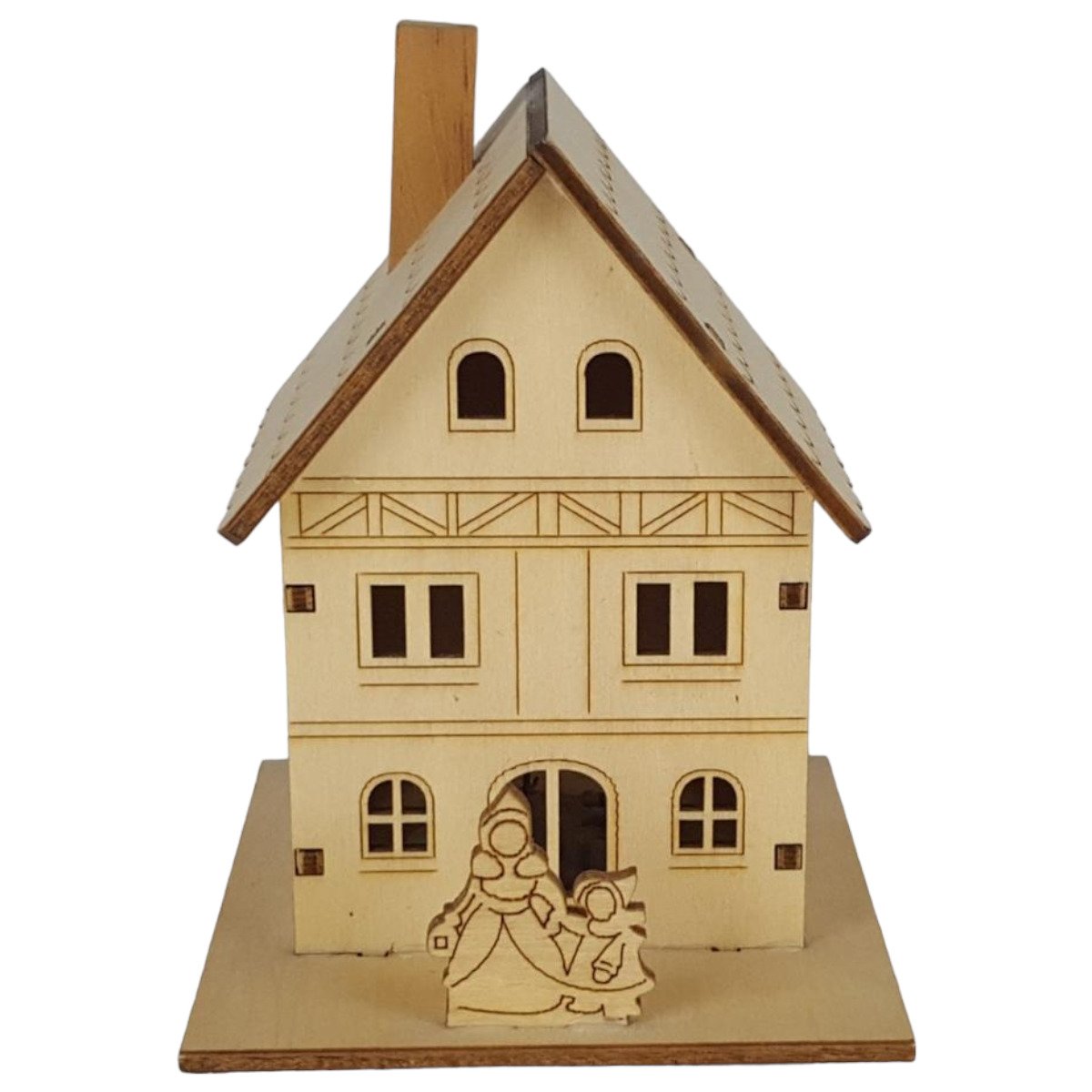 Mini Holz Haus mit LED Beleuchtung Weihnachten Fenster Deko H 10,4 cm