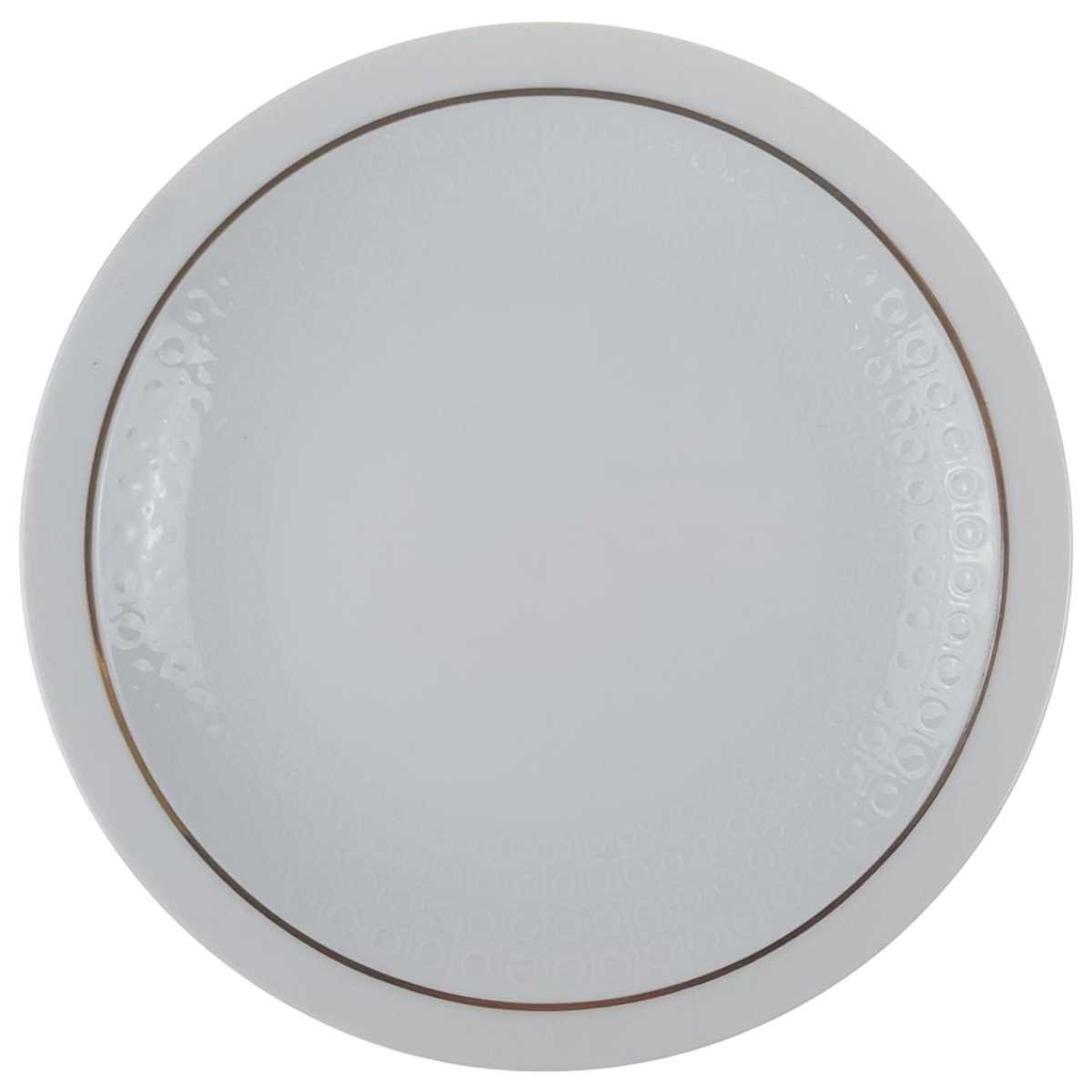 Kuchenteller Dessertteller Goldrand 20 cm AK Kaiser Porzellan Form 40 Reliefdekor Weiß gebraucht - gut