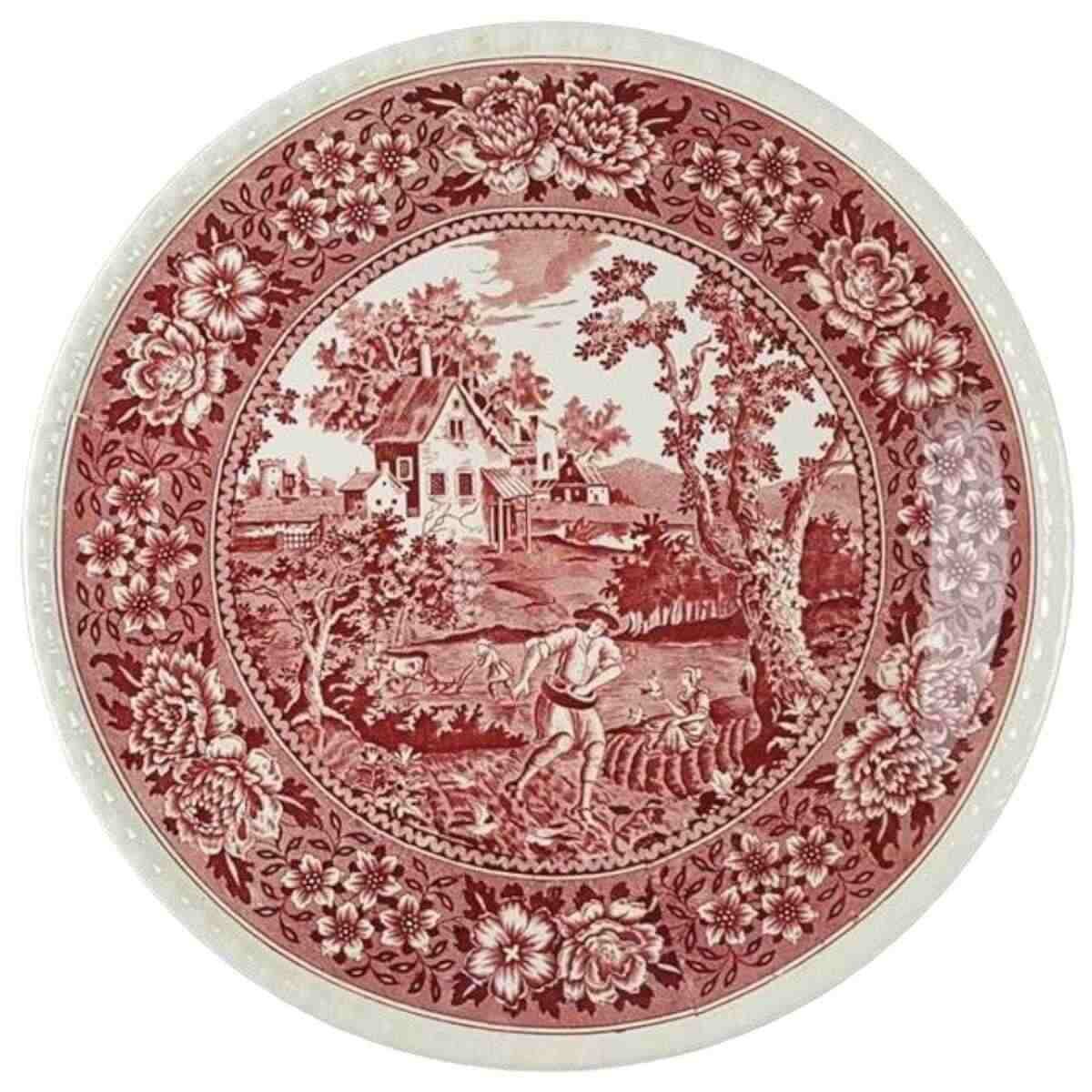 Tortenplatte Tortenständer Villeroy & Boch Rusticana Rot gebraucht - sehr gut brauner Stempel