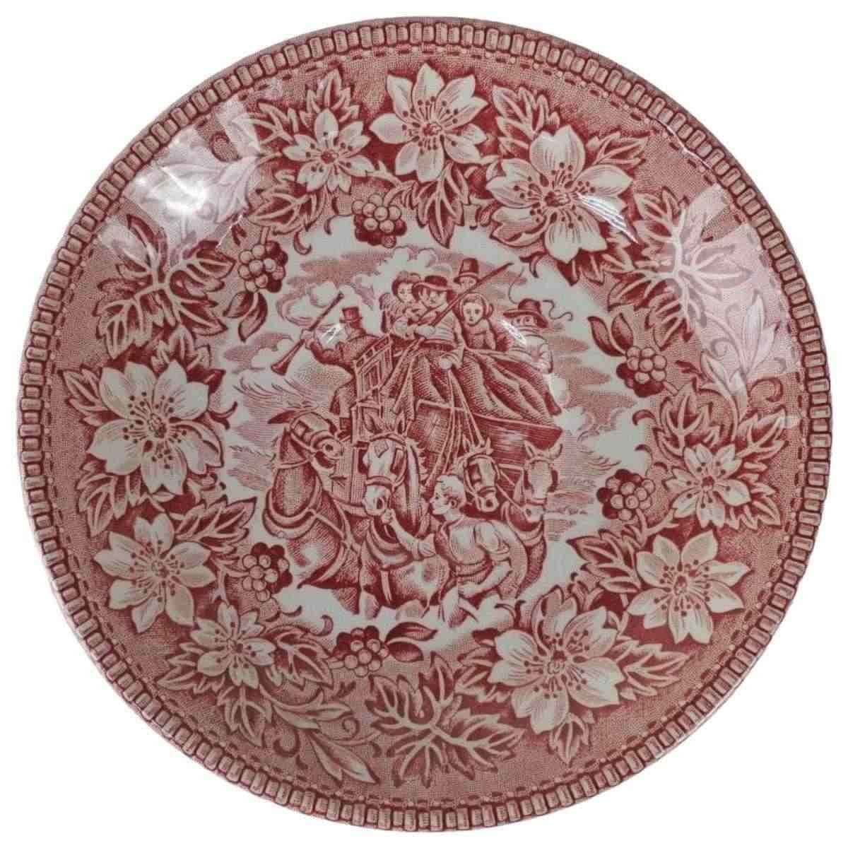 Untertasse für Kaffee 14,5 cm Royal Tudor Coaching Taverns Rot gebraucht - sehr gut