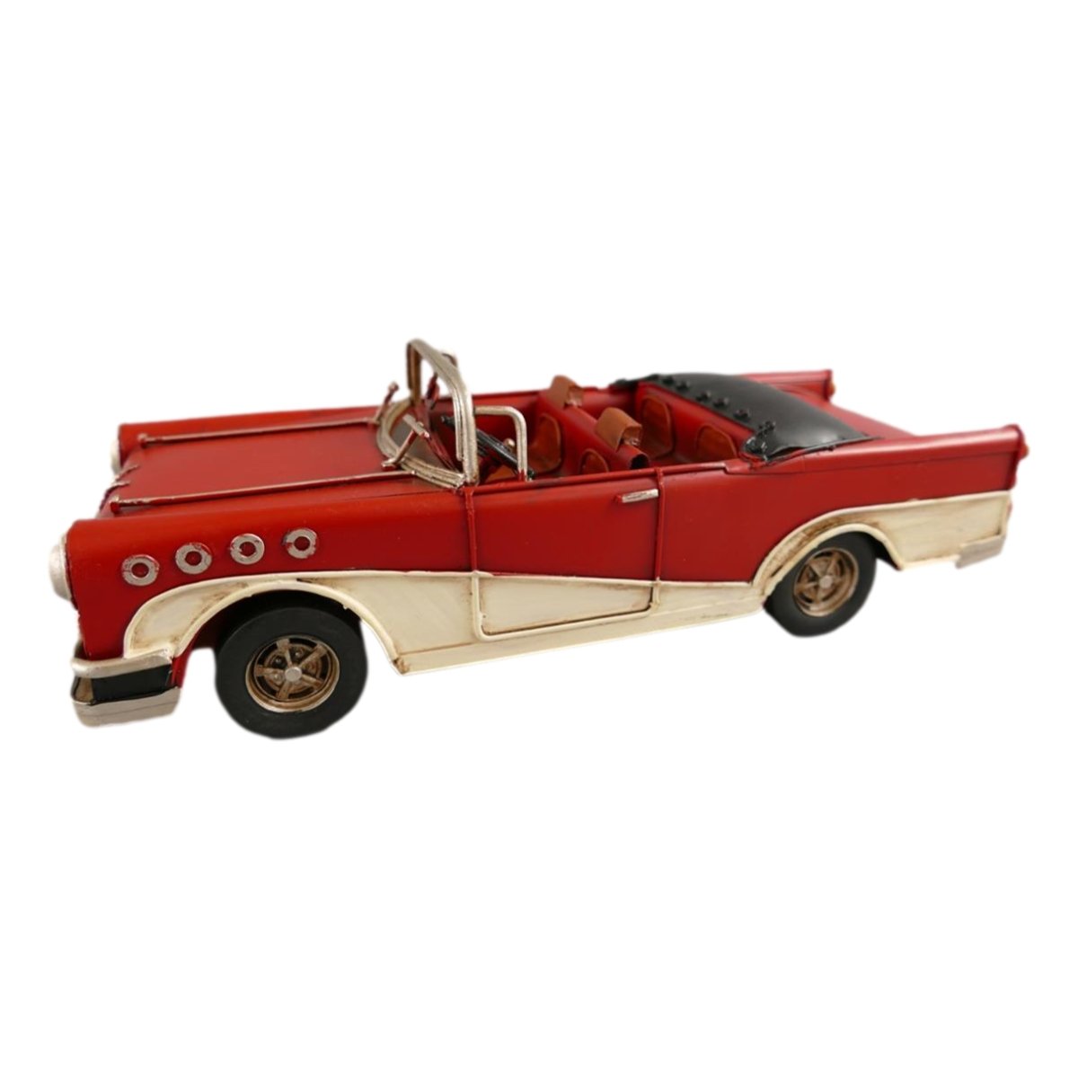 Blechmodell Modellauto Blechauto PKW Oldtimer Cabrio Rot-Beige 25x7 cm