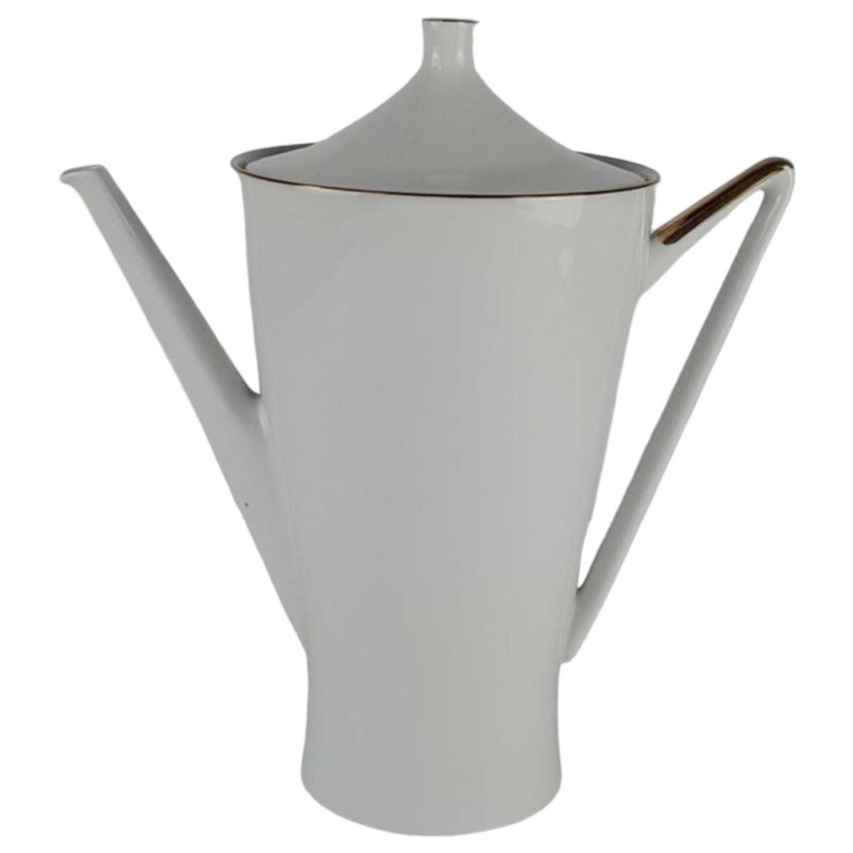 Kaffeekanne Goldrand 1,6 L Kaiser Porzellan Alka Kunst Weiß Bavaria gebraucht - gut