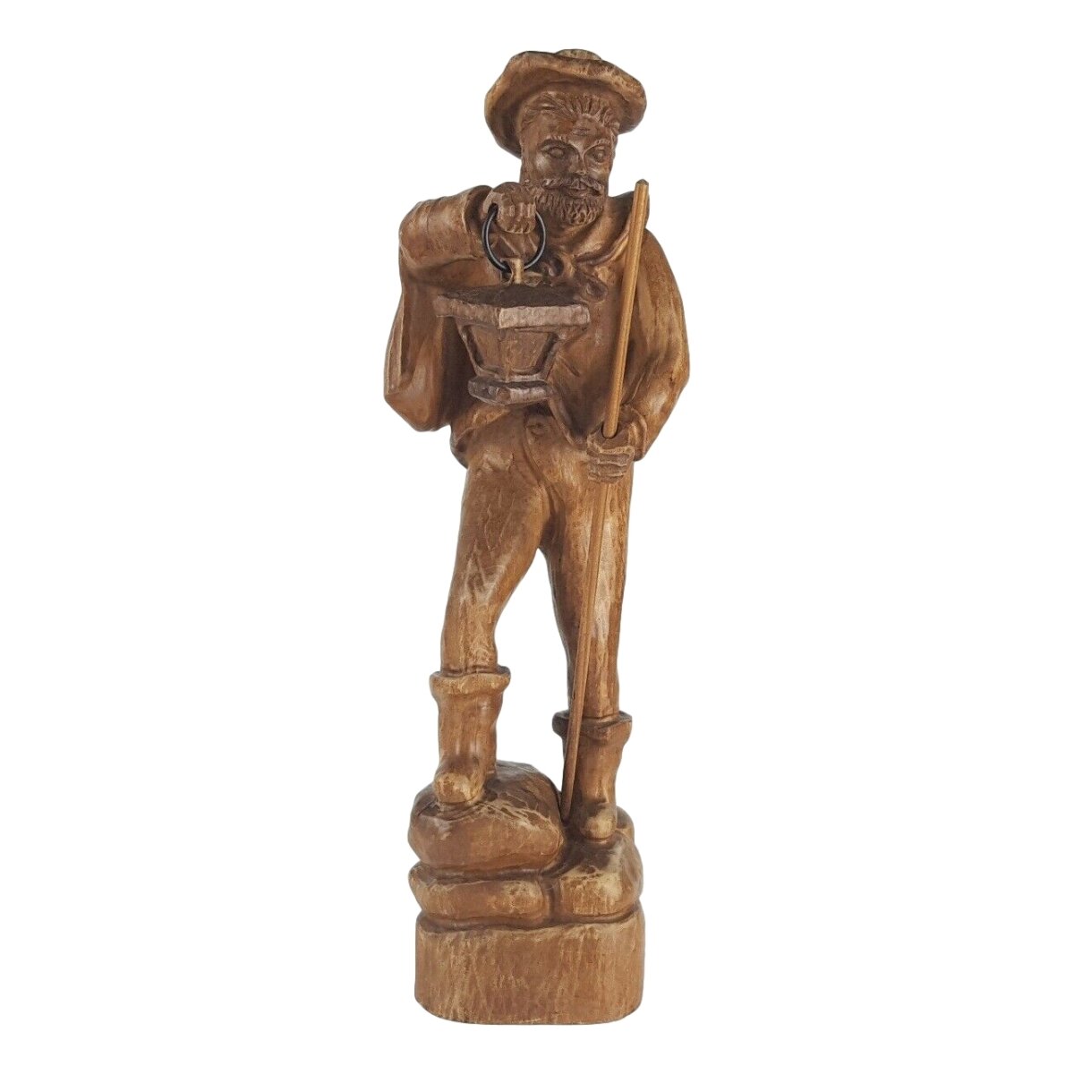 Holzfigur Holzskulptur Nachtwächter mit Laterne H 43 cm