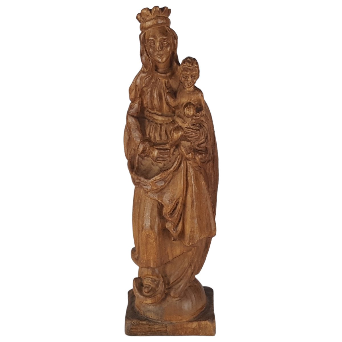 Holzfigur Holzskulptur Maria mit dem Kind H 42,5 cm Spanien