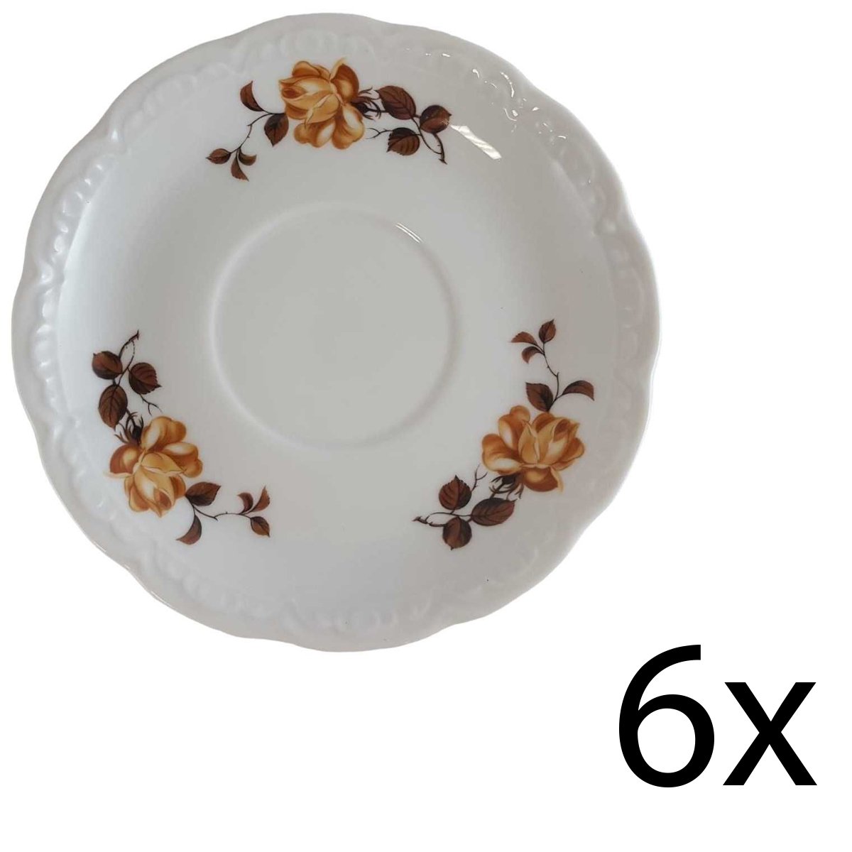 6er Set Untertasse für Kaffee 14,6 cm Mitterteich Form 110 Braune Rose gebraucht - sehr gut
