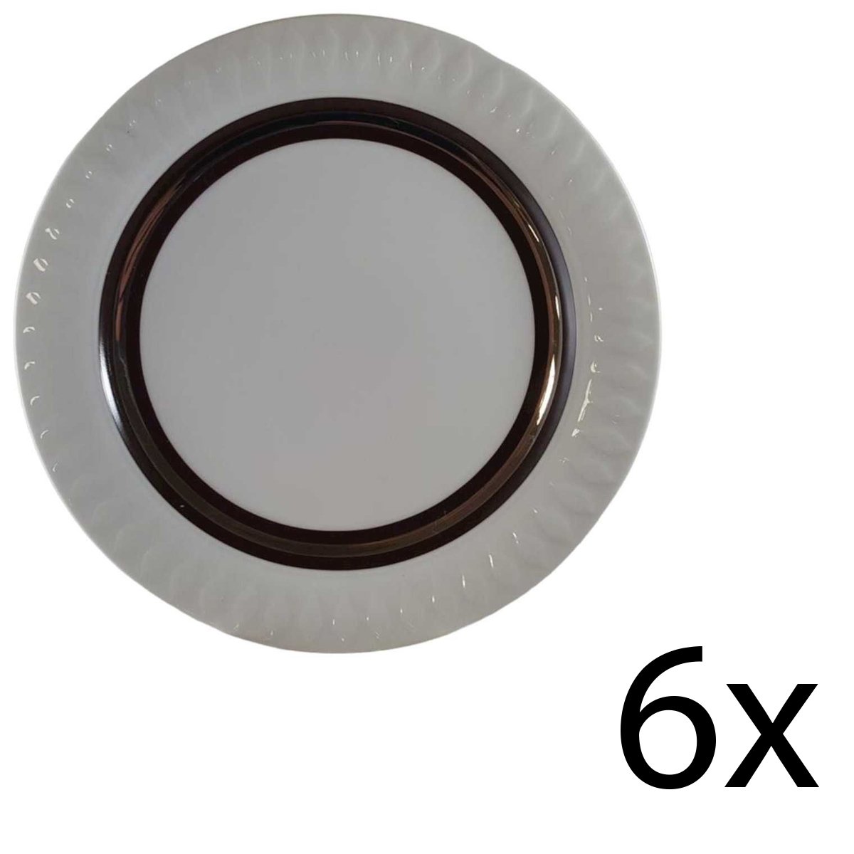 6er Set Kuchenteller Dessertteller Frühstücksteller 18,9 cm Thomas Porzellan Lanzette Platin Braun gebraucht - gut