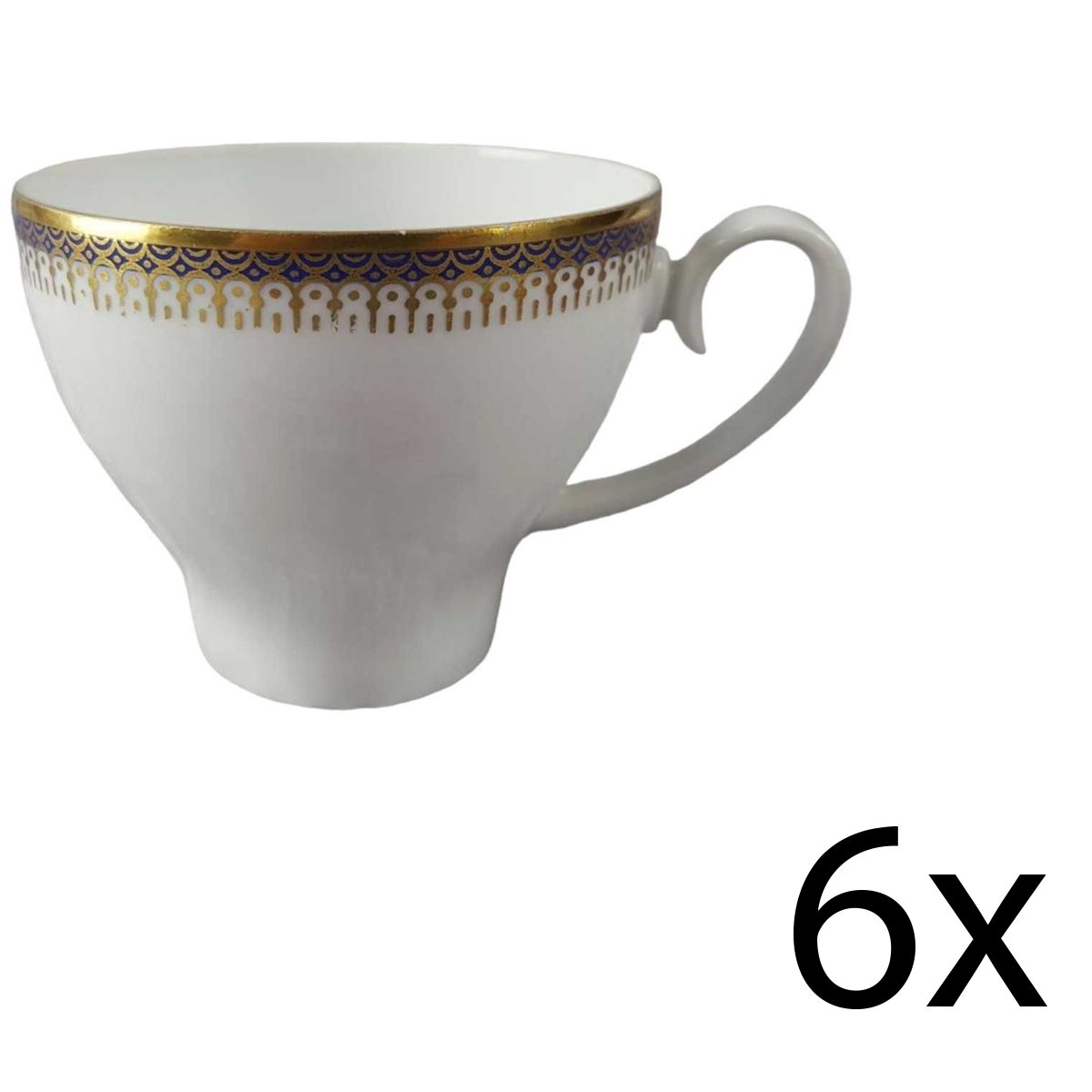 6er Set Kaffeetasse Tasse Seltmann Weiden Vohenstrauß Form 6397 Kobaltblau Gold Blau gebraucht - akzeptabel