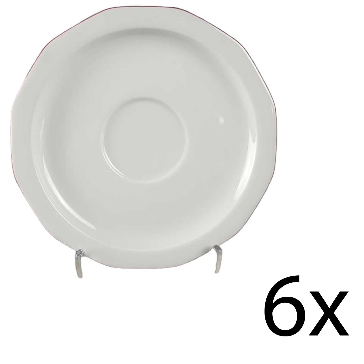 6er Set Untertasse für Kaffee 15,2 cm Thomas Porzellan Festival Luzern roter Rand Rot gebraucht - gut