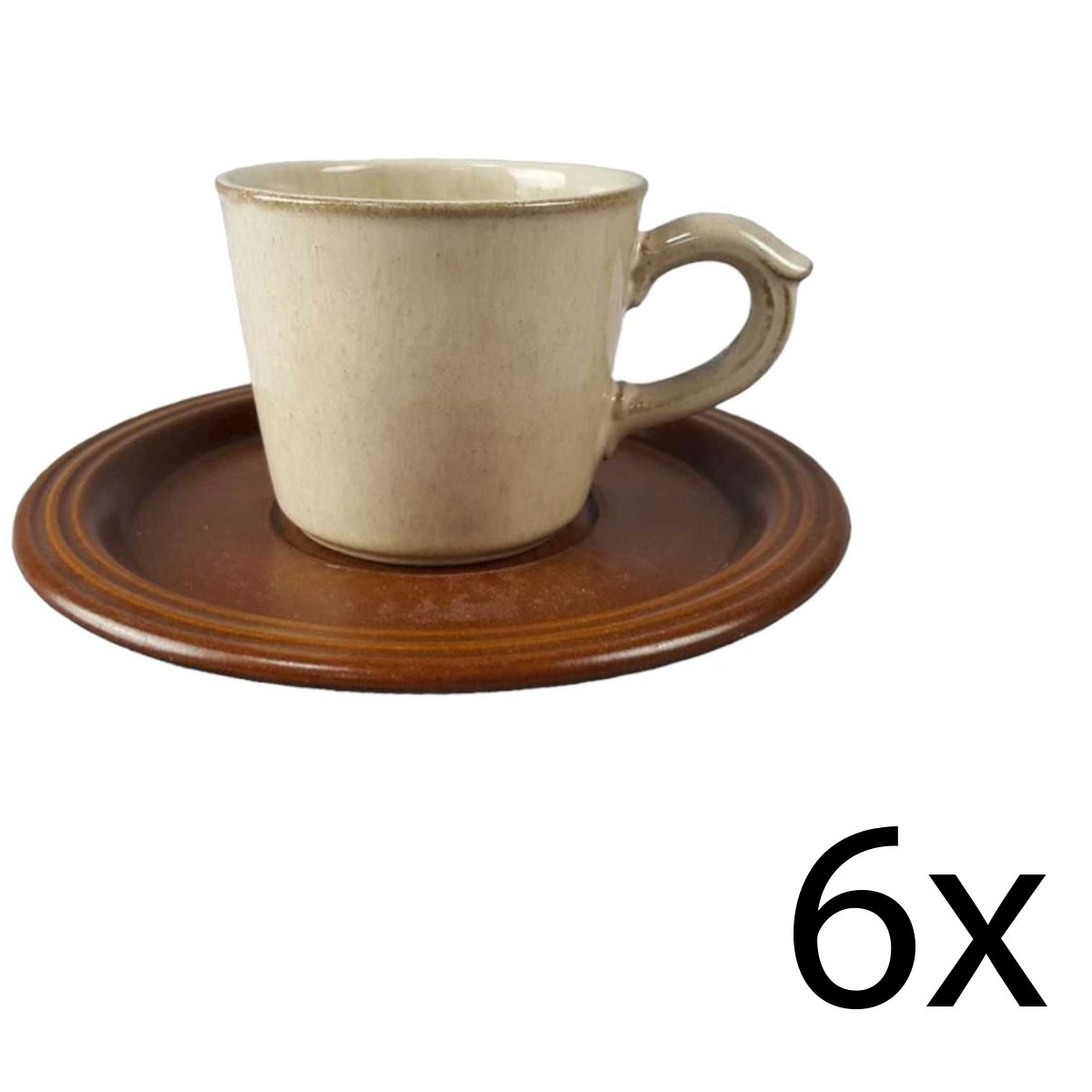 6er Set Untertasse Kaffeetasse mit Tasse & Gerz Dekor graubraun Braun gebraucht - akzeptabel