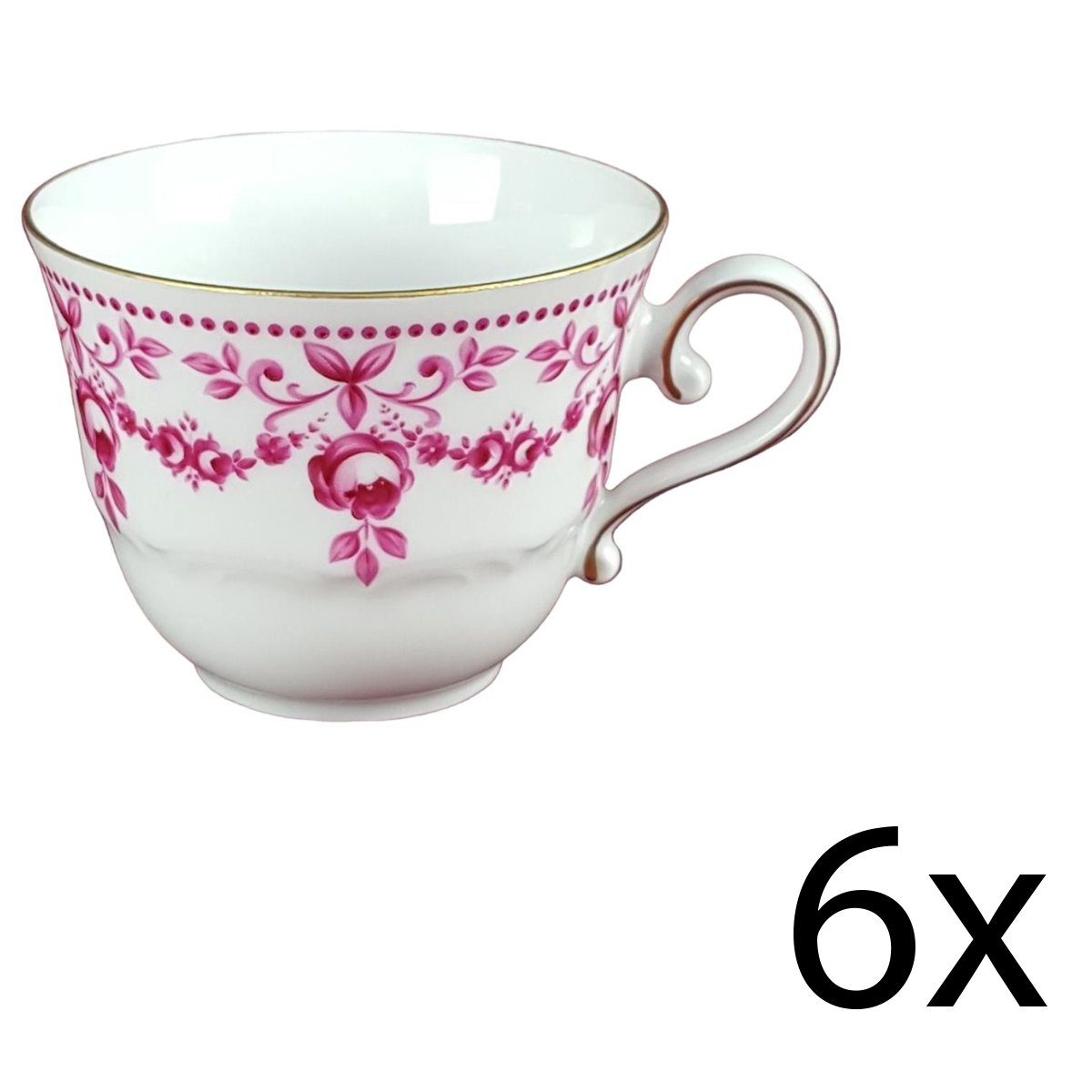 6er Set Kaffeetasse H 6,5 cm Schirnding Rot Porzellan gebraucht-gut