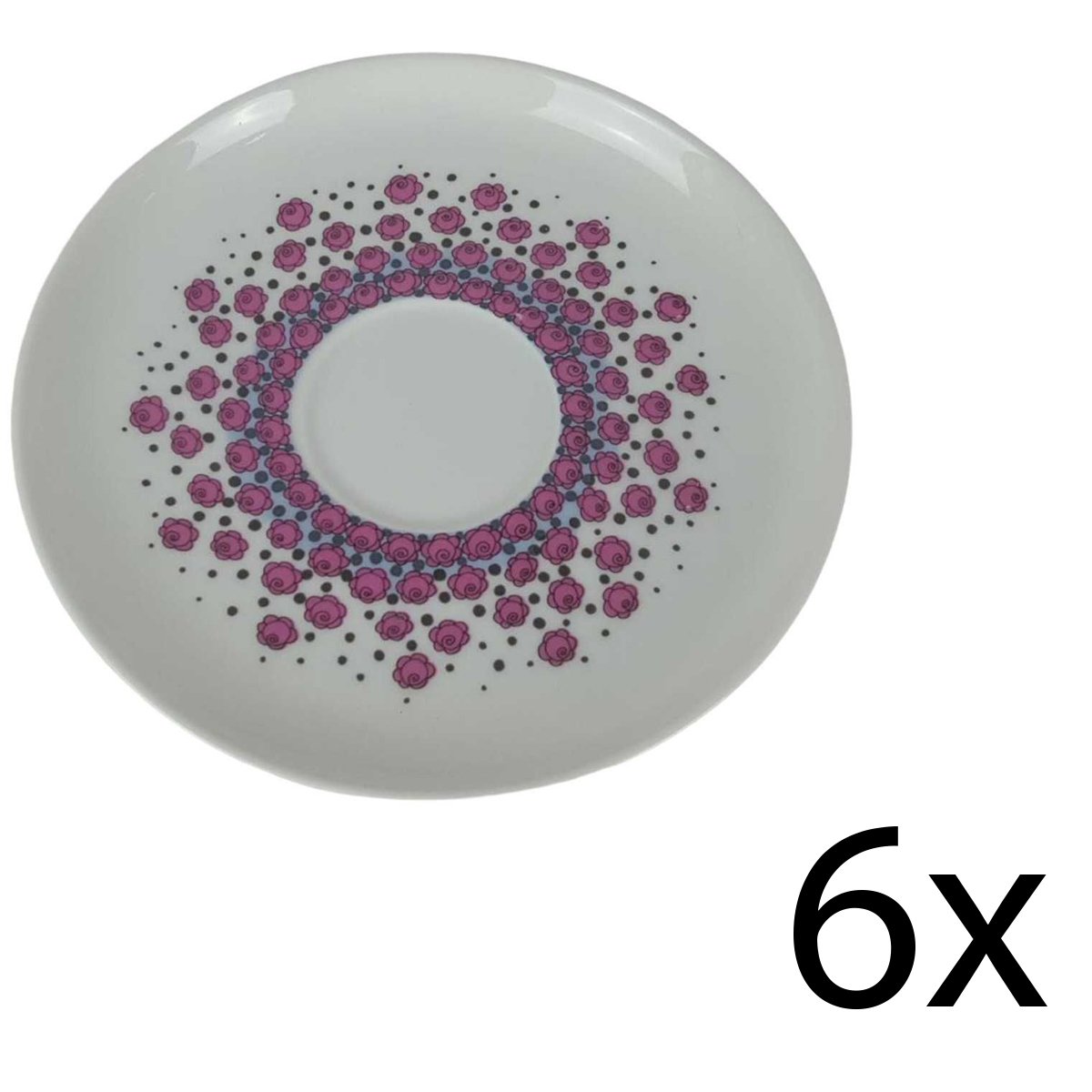 6er Set Untertasse für Kaffee 14,5 cm Friesland Melitta Rom Röschendekor gebraucht - sehr gut