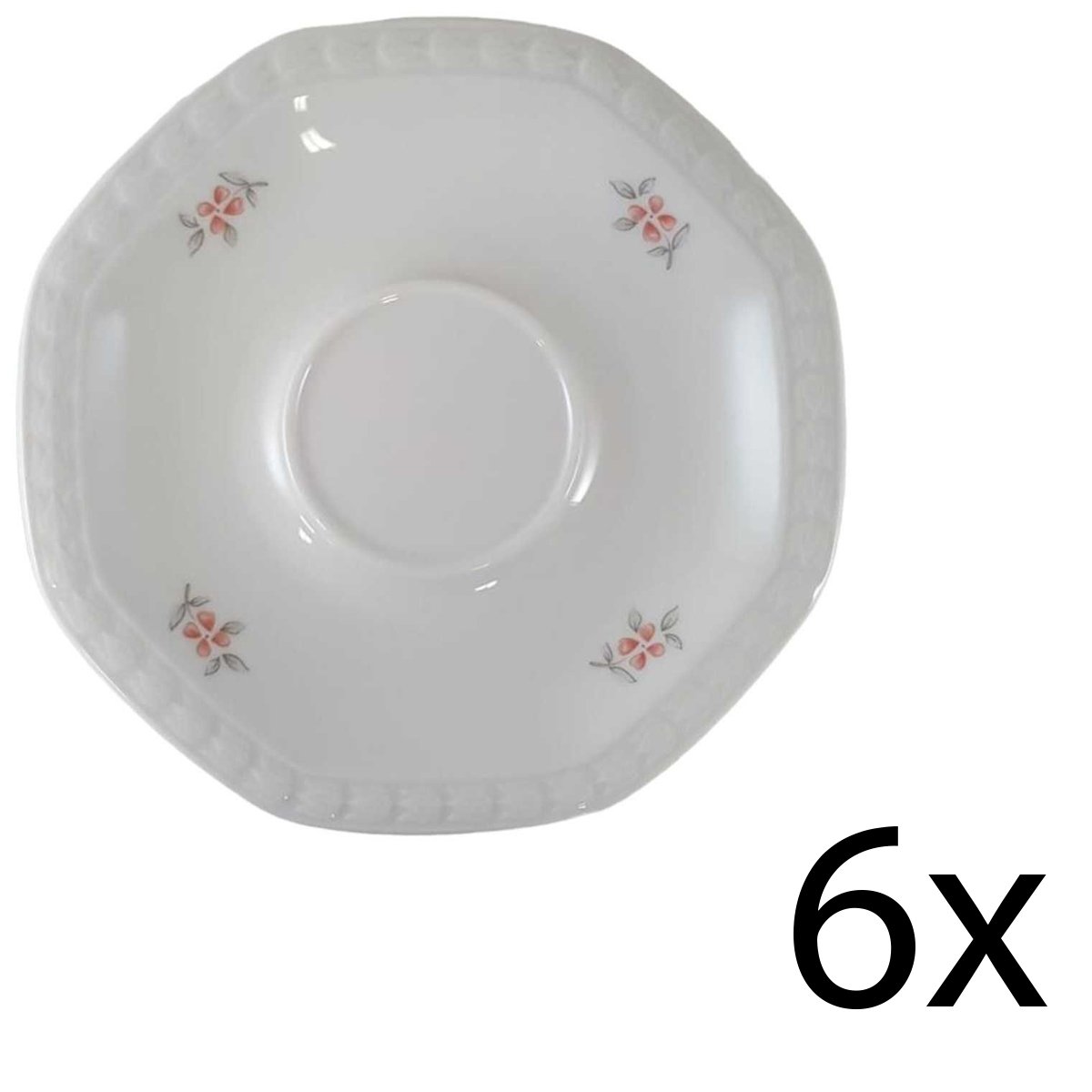 6er Set Untertasse für Kaffee 15 cm Seltmann Weiden Andrea rote Blütenranke gebraucht - akzeptabel