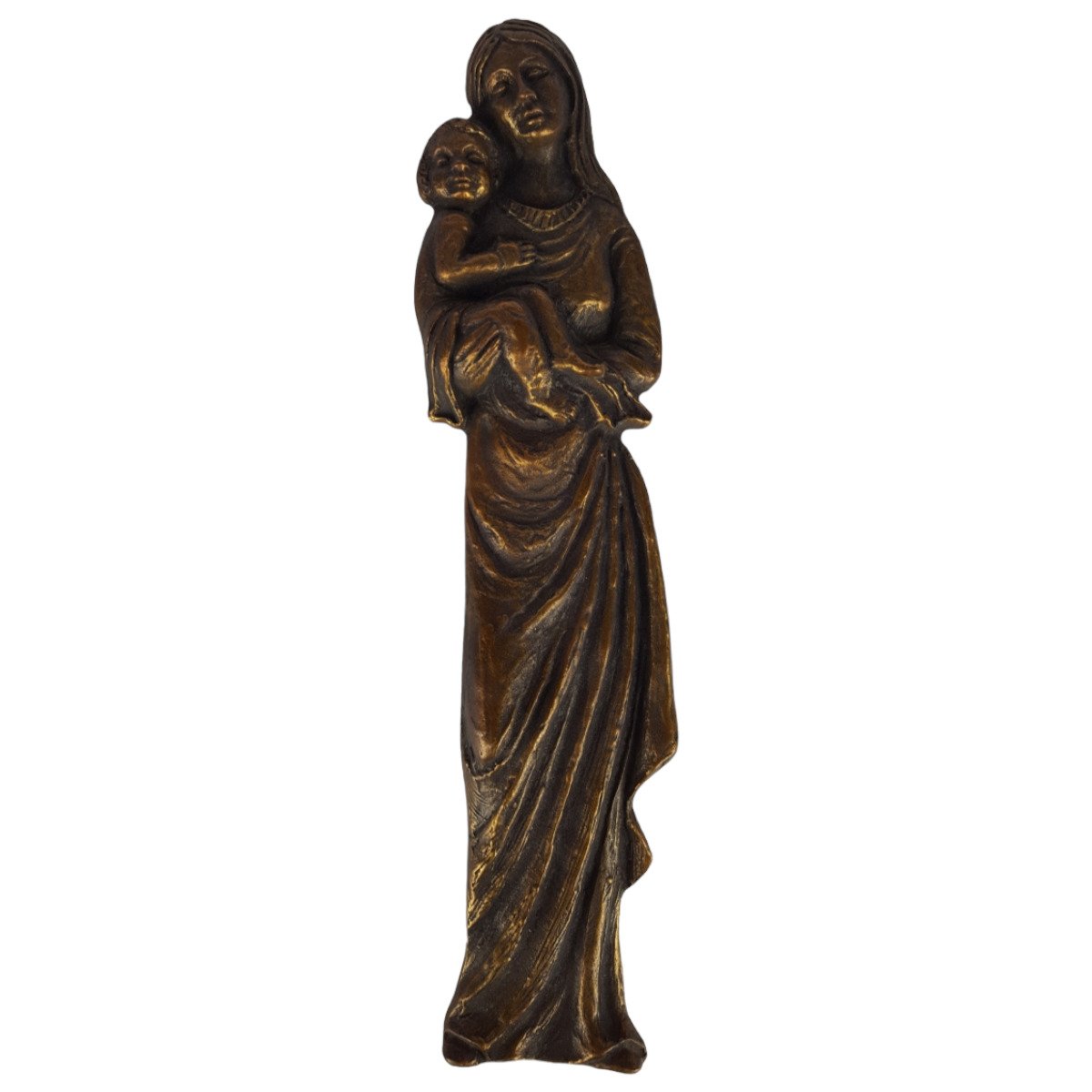 Figur Skulptur Messing brüniert Madonna mit Kind H 35,5 cm