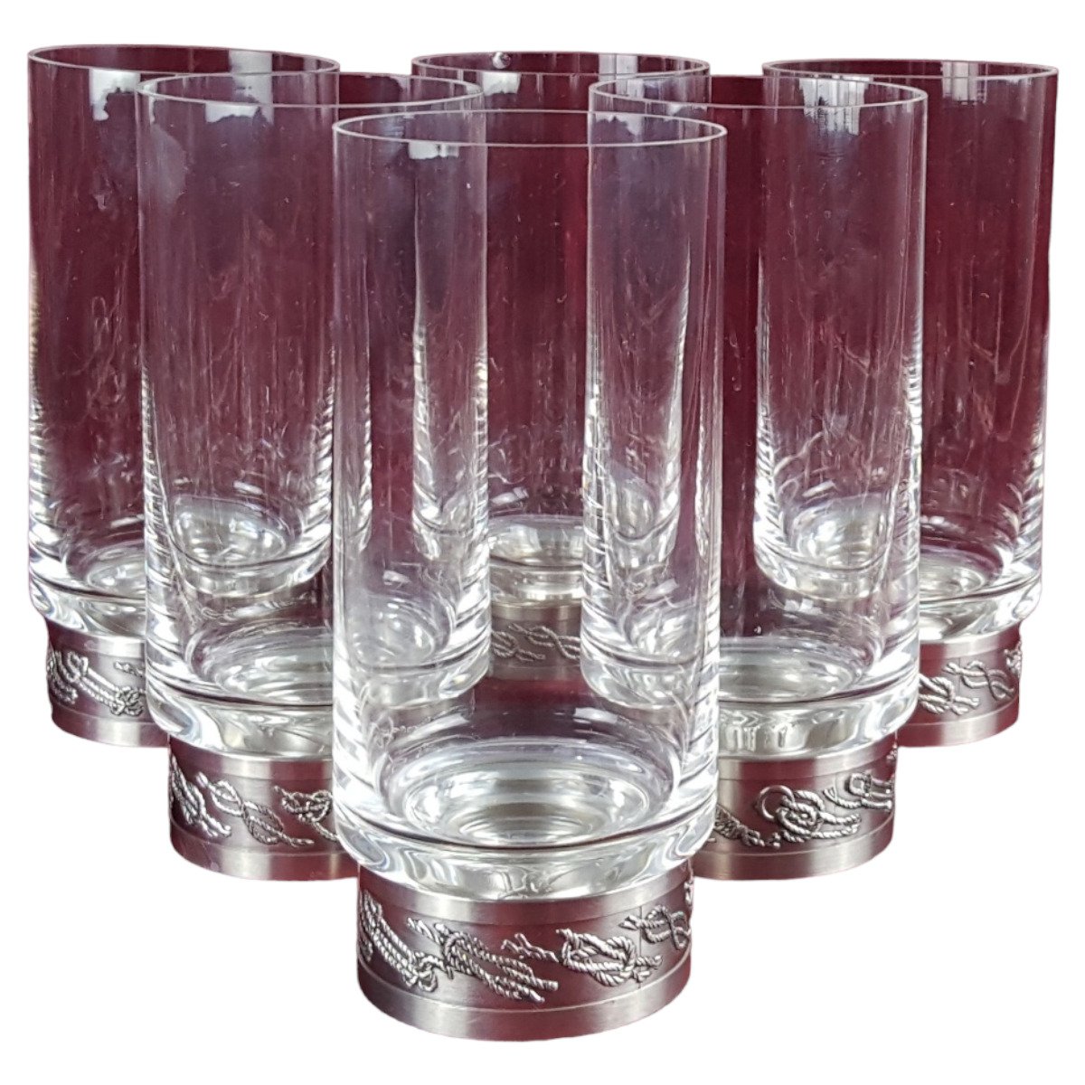 6er Set Röders Gläser Zinn Trinkglas H 15,5 cm