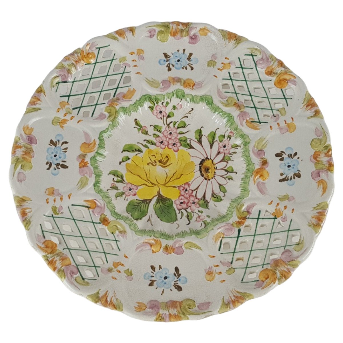 Wandteller Durchbruch Keramik Teller Made in Italy D 25,9 cm