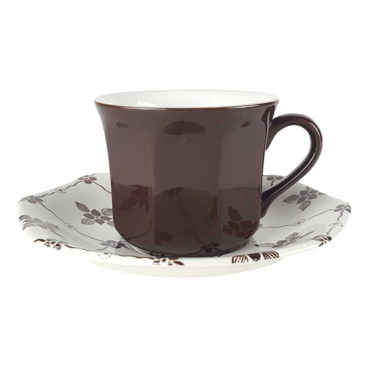 Kaffeetasse mit Untertasse & Royal Staffordshire Homespun Ironstone J.&G. Meakin braun gebraucht - gut