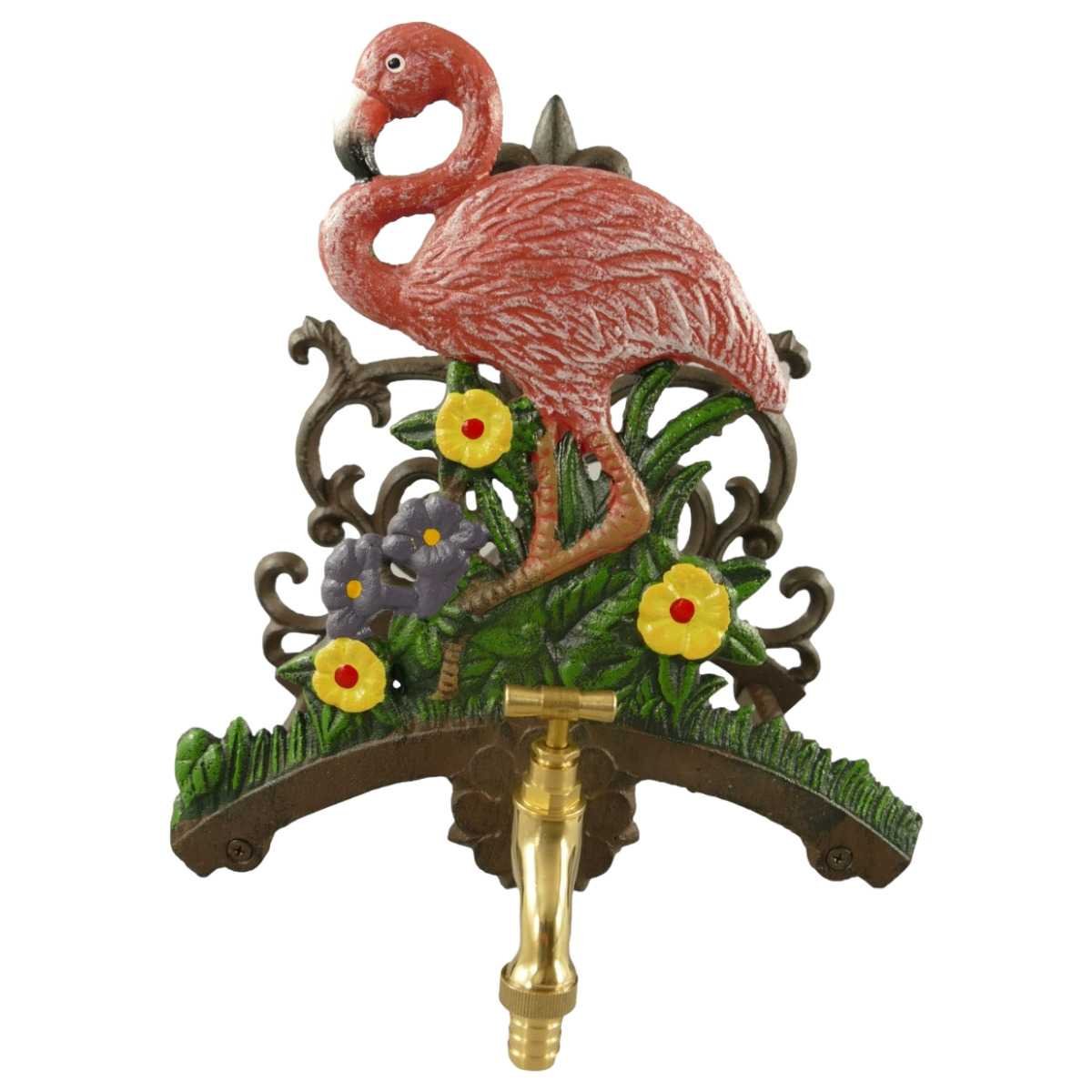 Schlauchhalter Gartenschlauchhalter Garten Gusseisen Flamingo bunt
