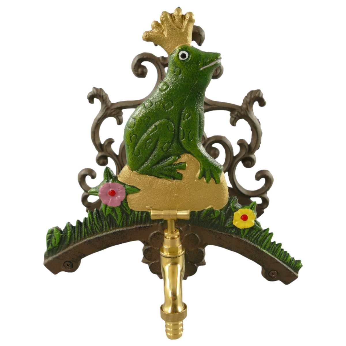 Schlauchhalter Gartenschlauchhalter Garten Gusseisen Froschkönigin bunt