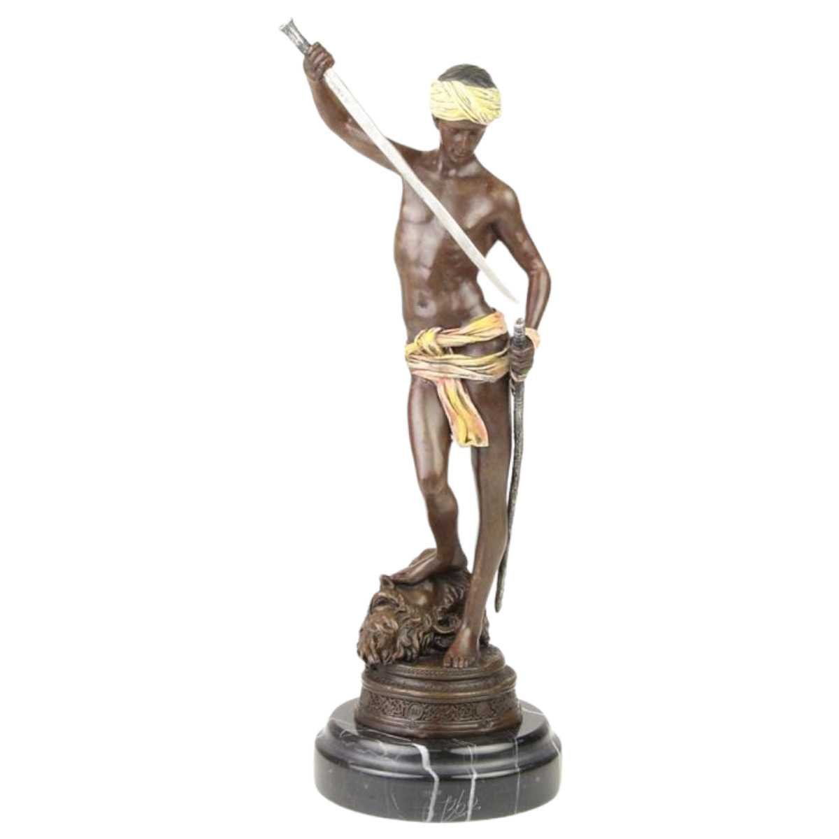 Bronzeskulptur Bronzefigur Davids Sieg über Goliath