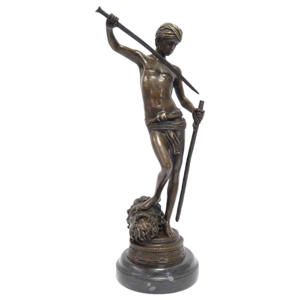 Bronzeskulptur Bronzefigur Davids Sieg über Goliath #82851