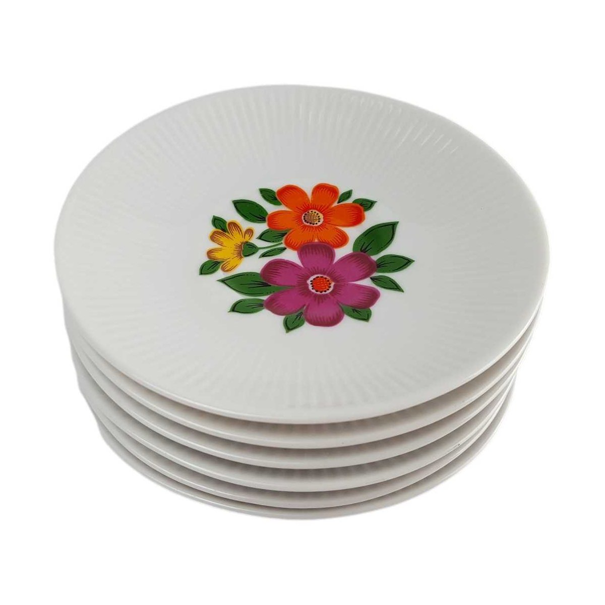 6er Set Kuchenteller Dessertteller Teller mini 11,5 cm Winterling Marktleuthen Unbestimmten Formen bunte Blumen Bavaria gebraucht - gut