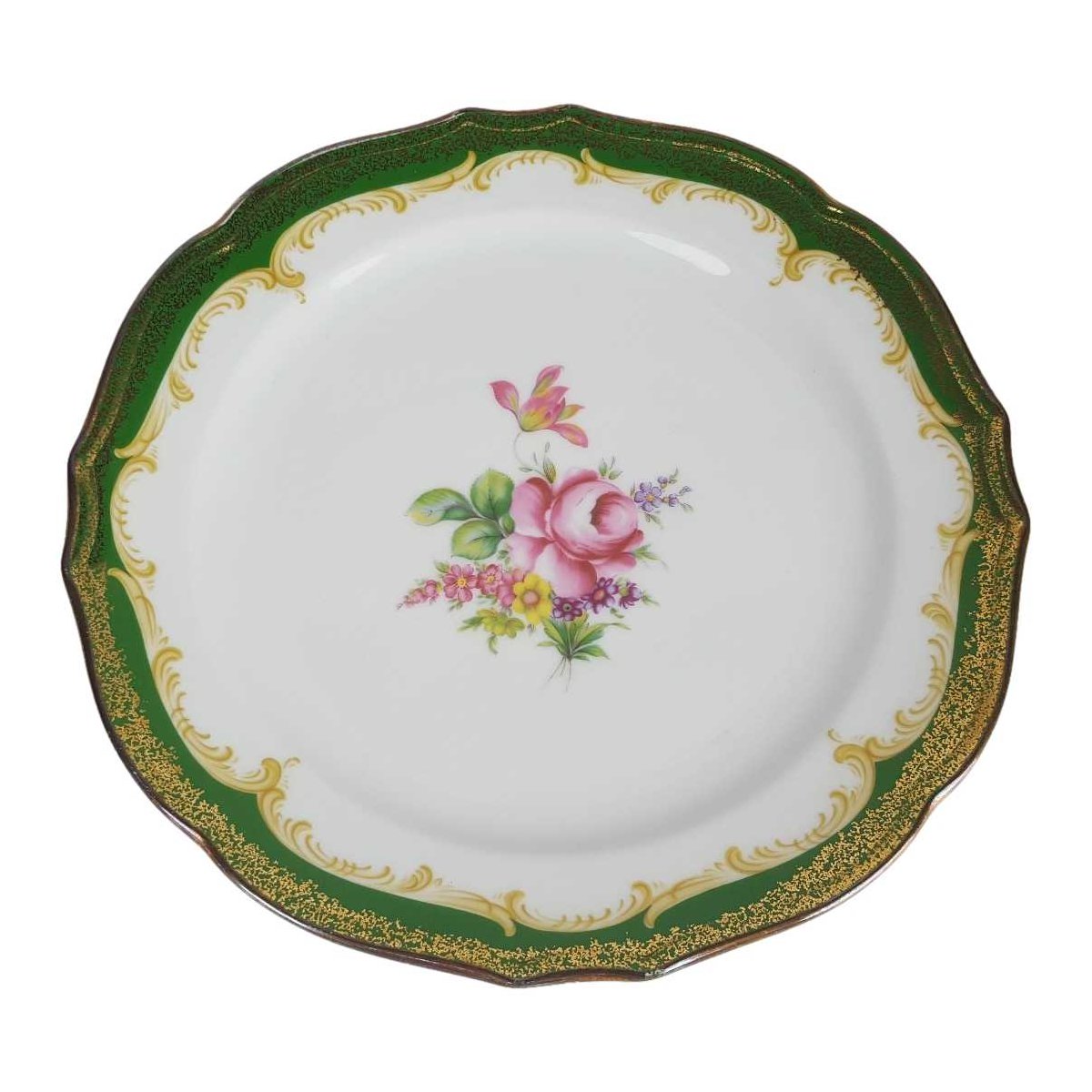 Kuchenteller Dessertteller Goldrand 19,5 cm Winterling Röslau Unbestimmten Formen Blumendekor Blumen gebraucht - gut