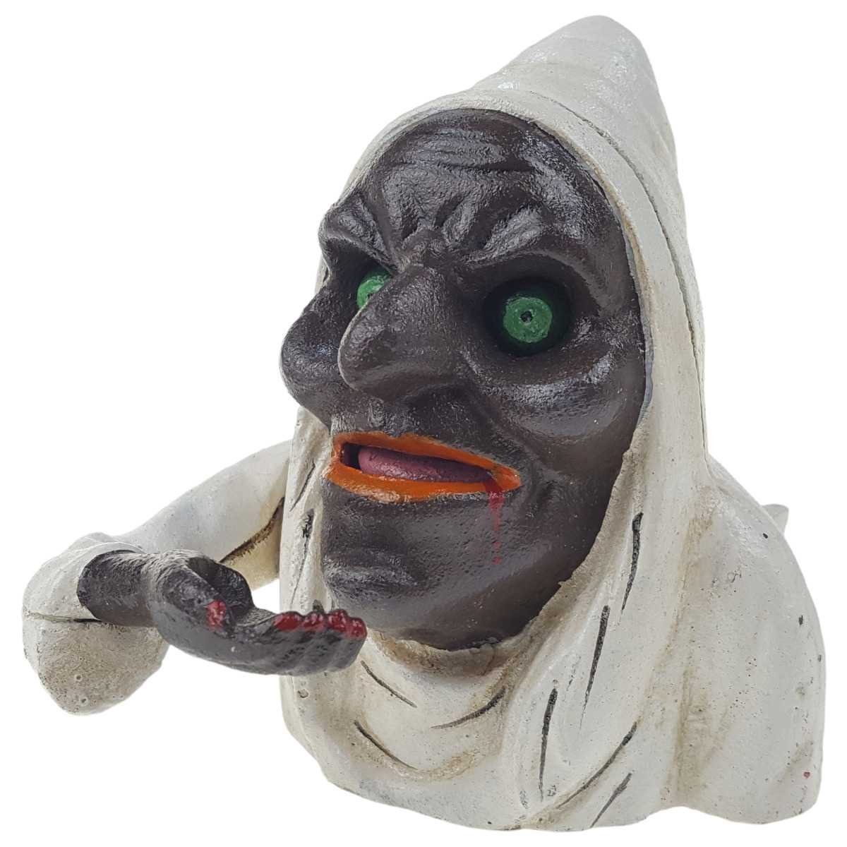 Spardose Geldbank Skulptur Hexe Gusseisen Mechanisch