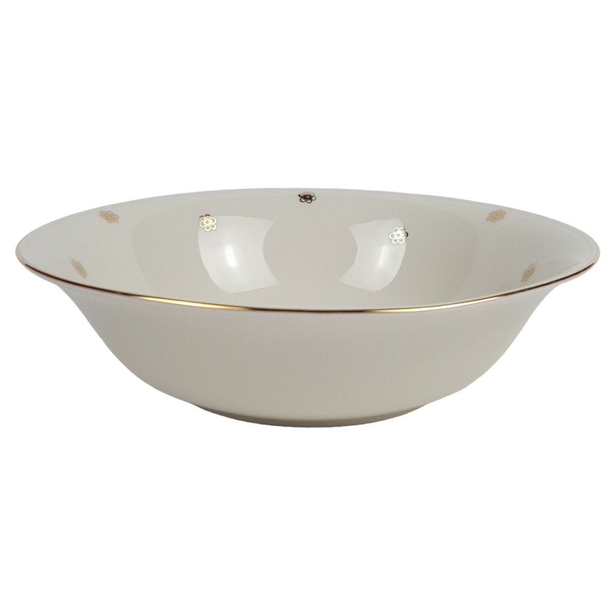 Porzellan Blumen Golddekor Goldrand elfenbein Schüssel D 23,8 H 6,5 cm