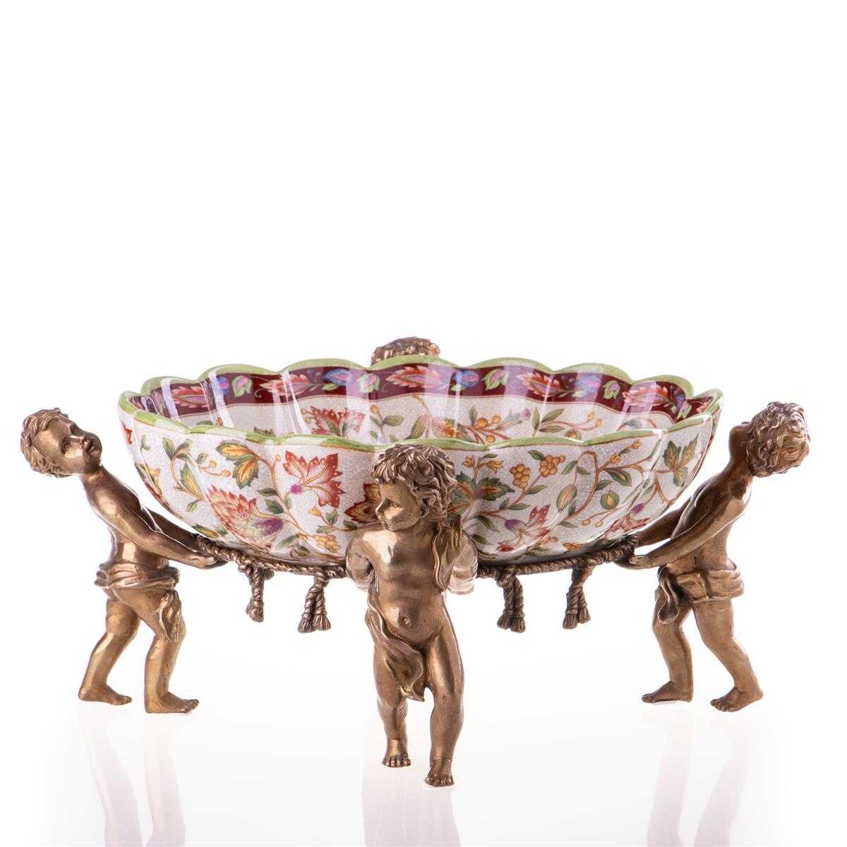 Porzellan mit Bronze Schale Engeln #85146
