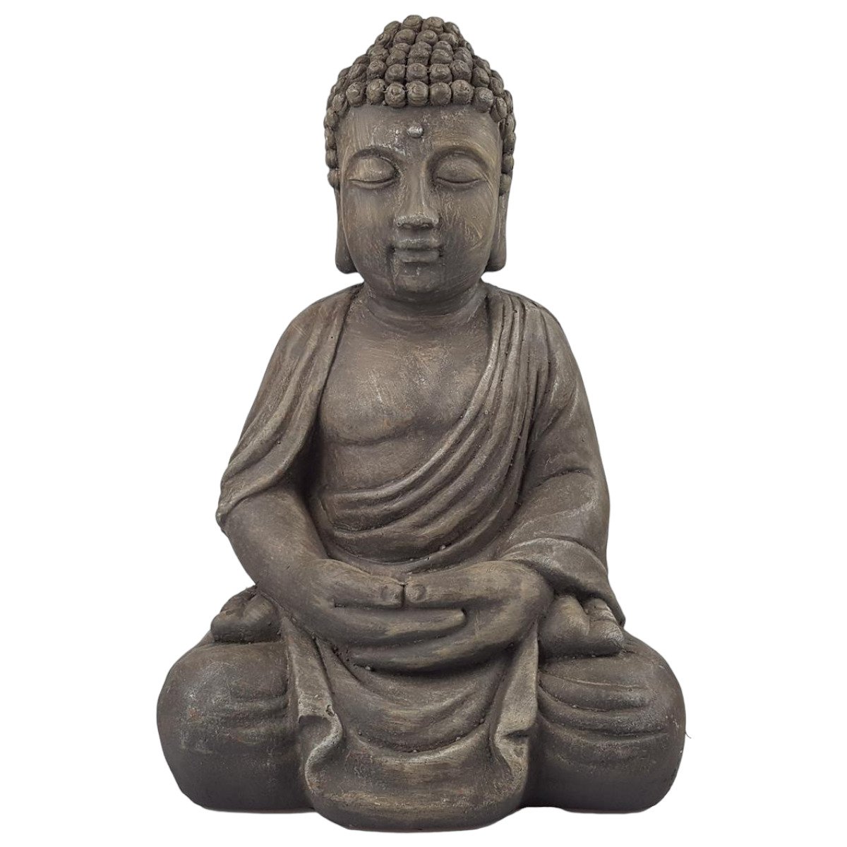 Buddha Figur Steinguss grün/braun Garten Terrasse Feng Shui Dekoration 35 cm