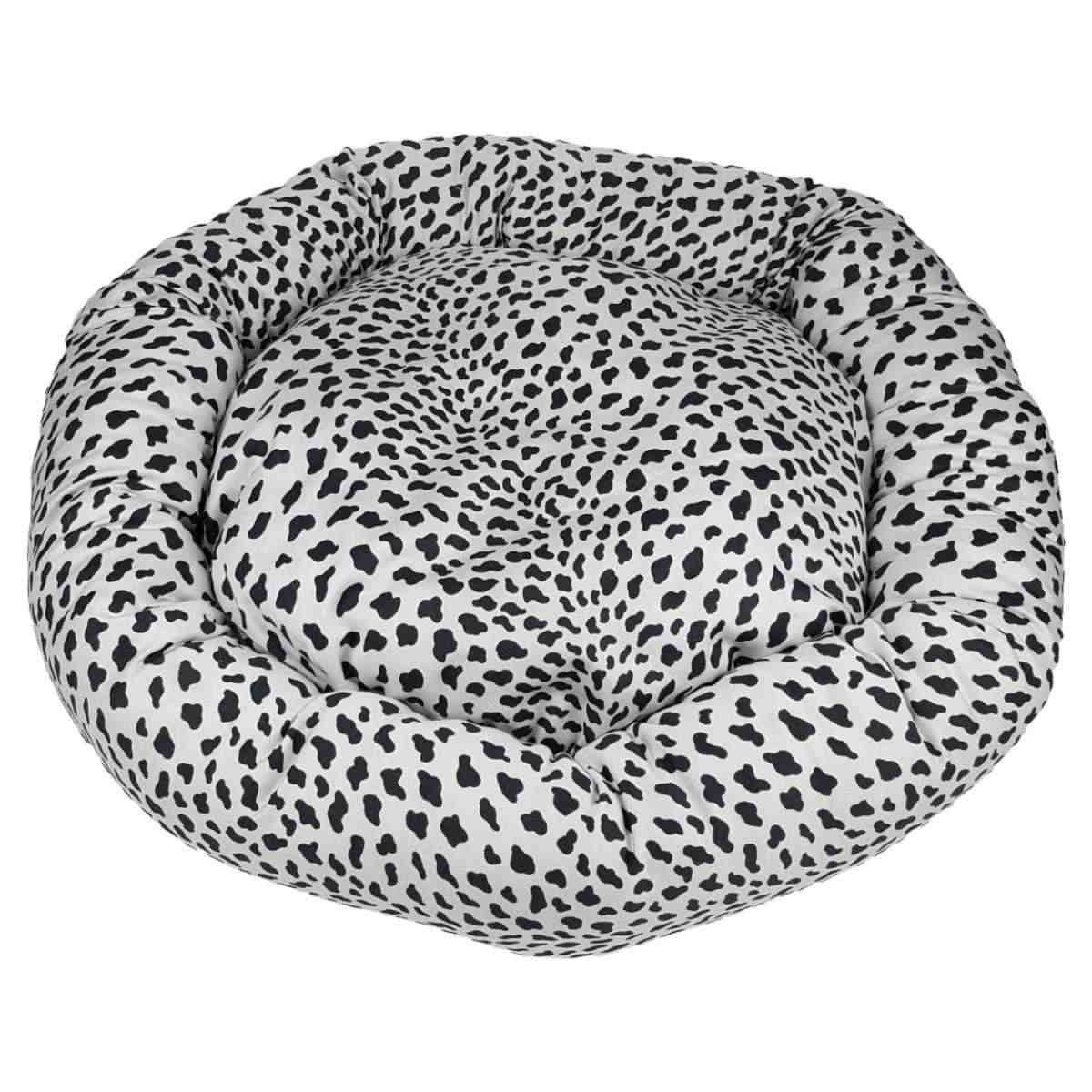 Hundebett Katzenbett Haustierbett Kuschelbett mit Kissen einlage Rund Schwarz weiß M - ca. 60 cm