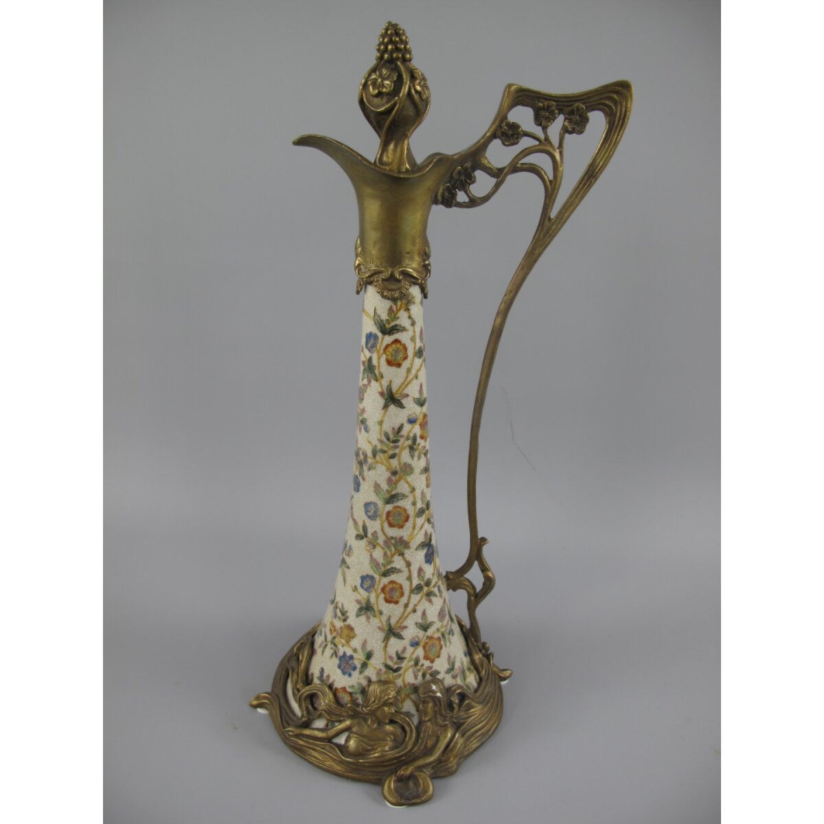 Porzellan/Messing Jugendstil Flasche H.35x16cm #86068