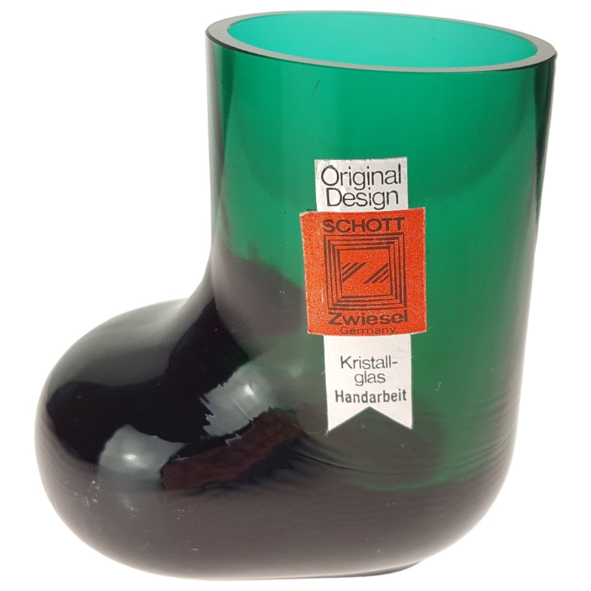 Schnapsglas Handarbeit Schott grüner Stiefel Grün gebraucht - sehr gut