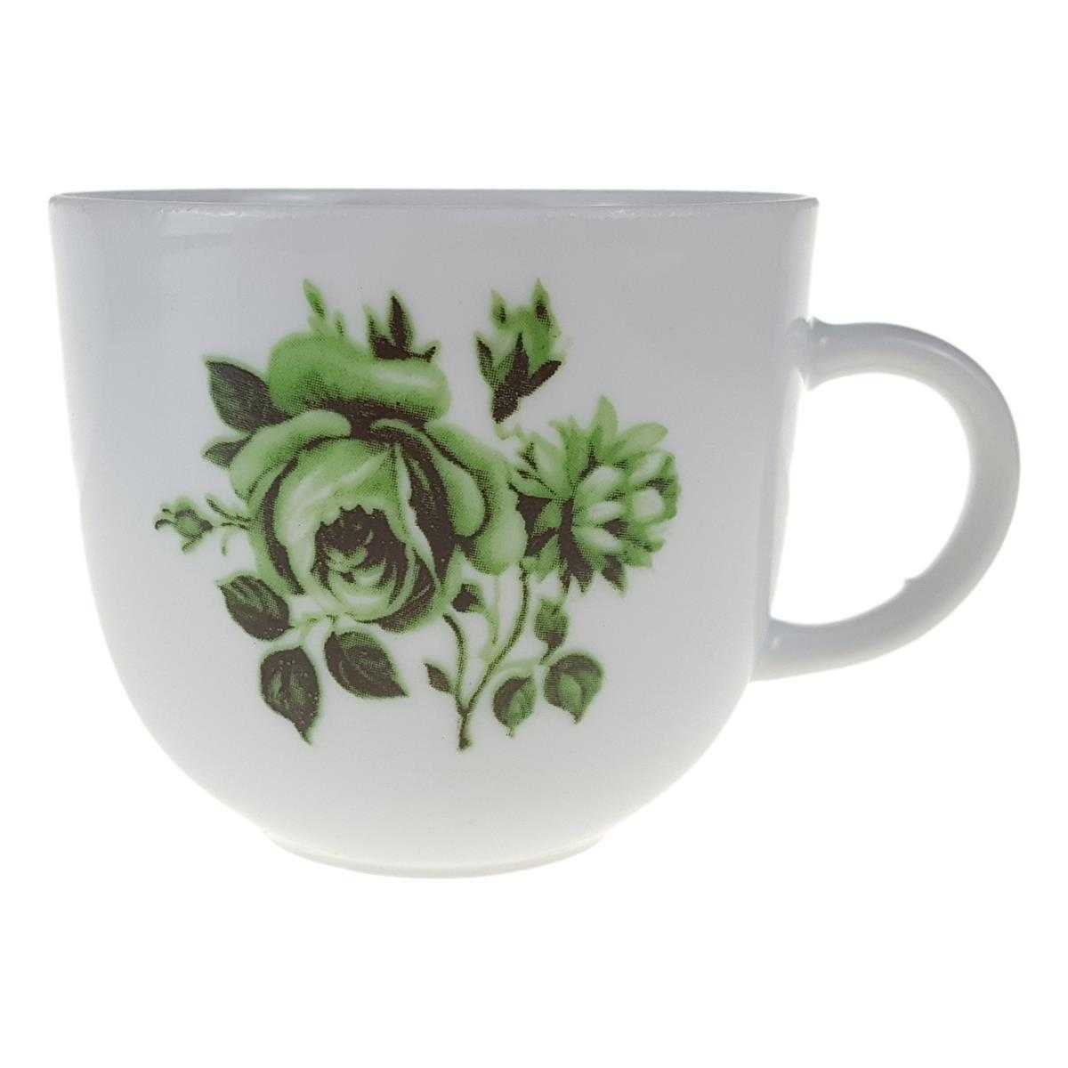 Kaffeetasse 0,15 L Tirschenreuth Unbestimmten Formen grüne Blumen gebraucht - sehr gut