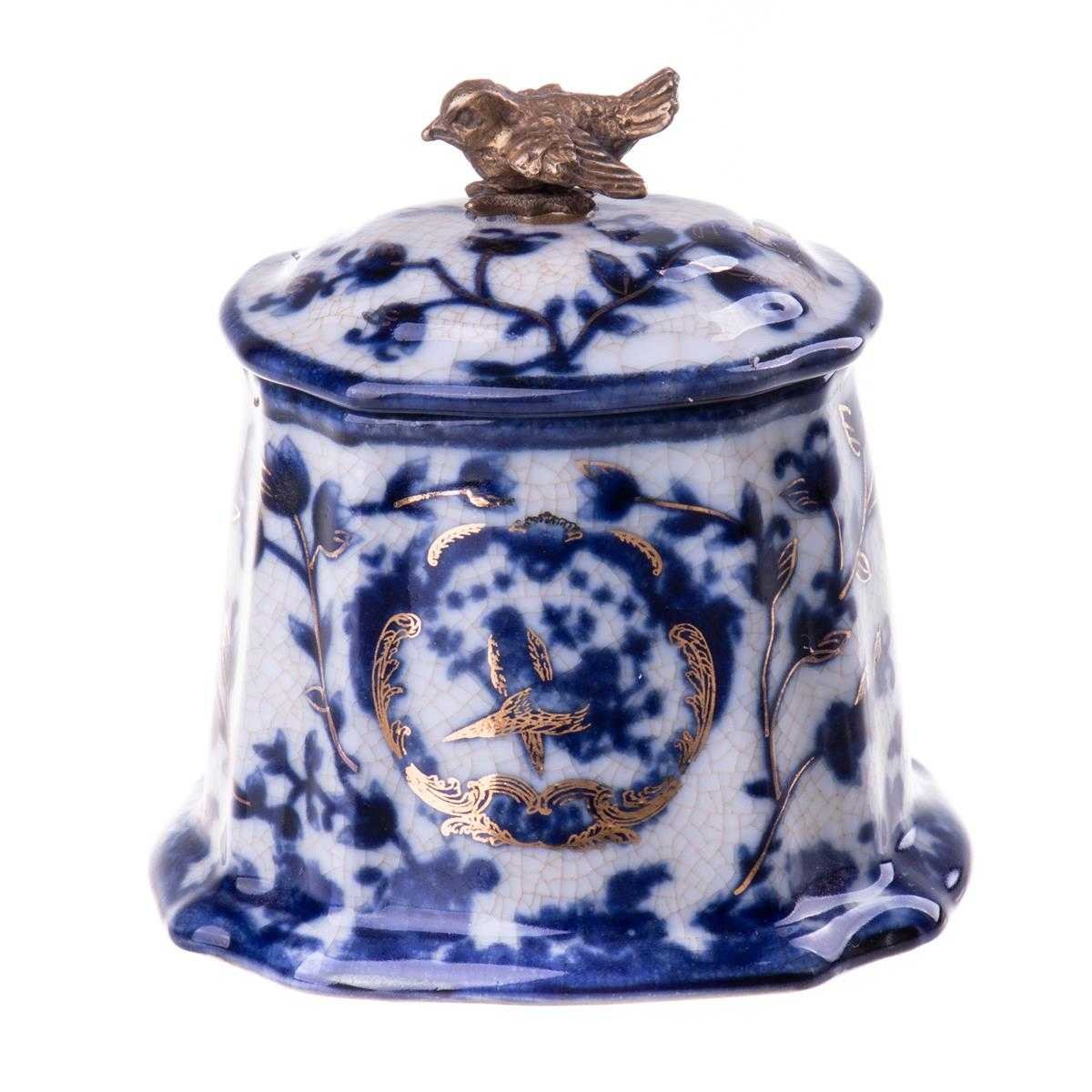 Dose Porzellan/Messing Vogel