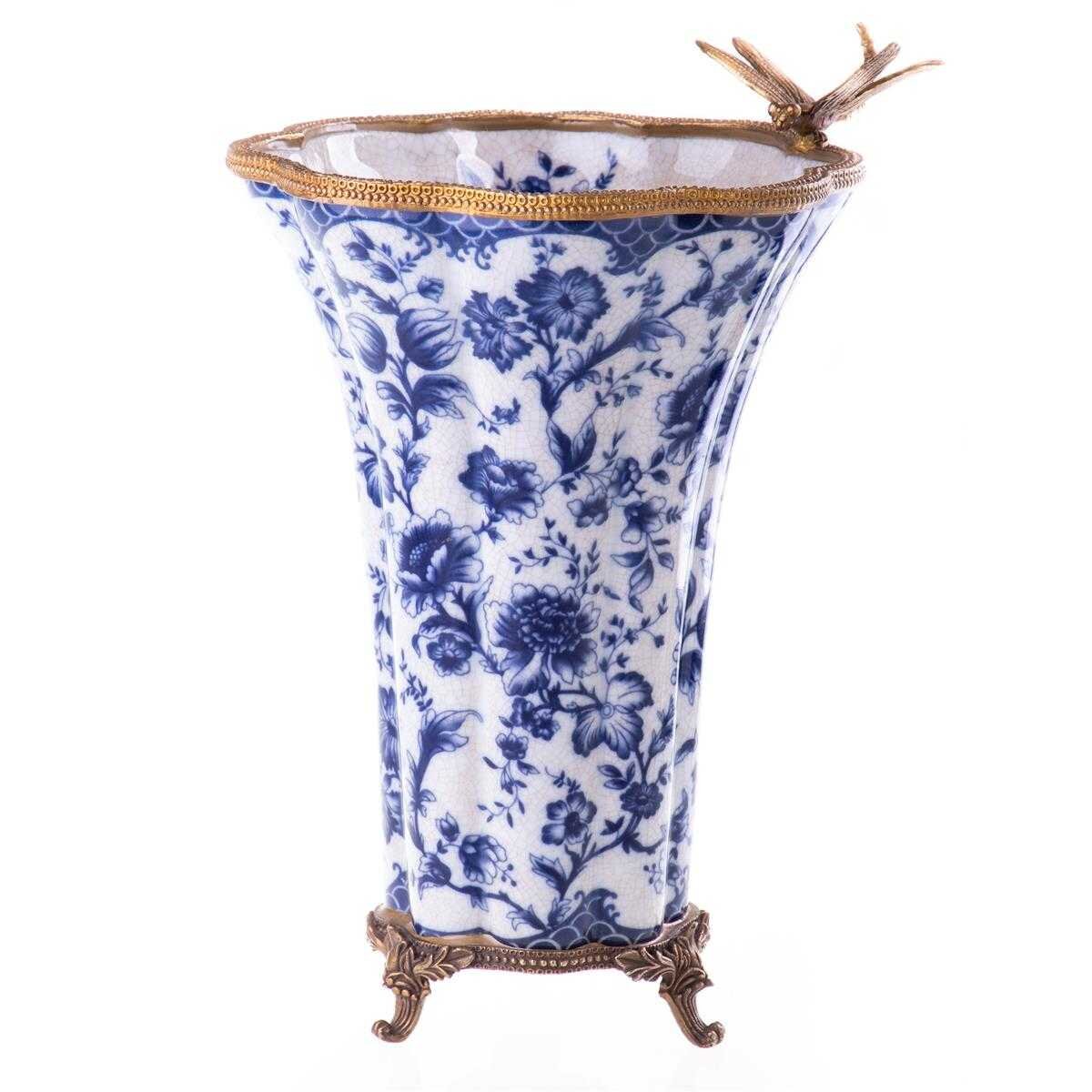 Vase Porzellan/Messing Libellen #88177