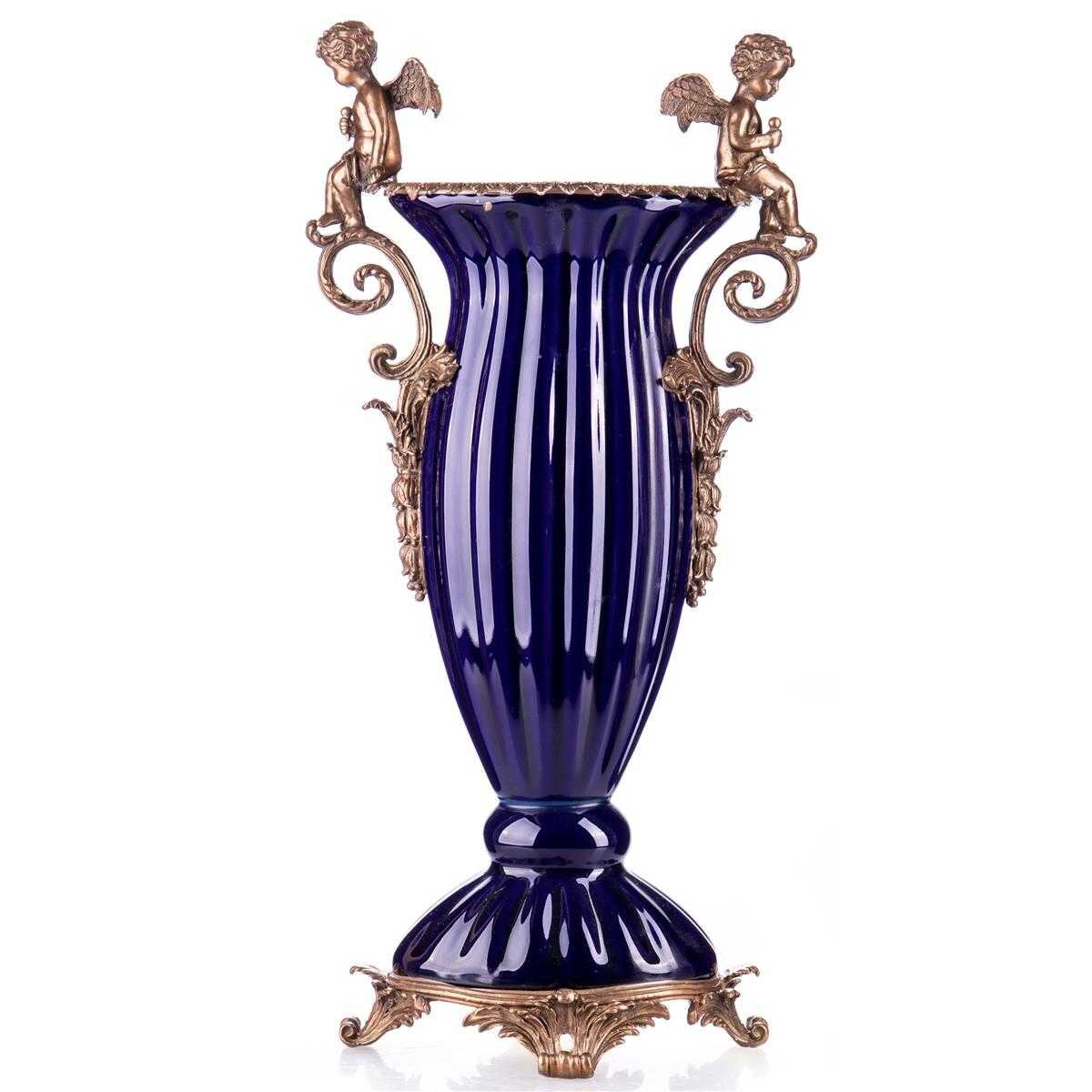Vase Porzellan/Messing Engel #88186