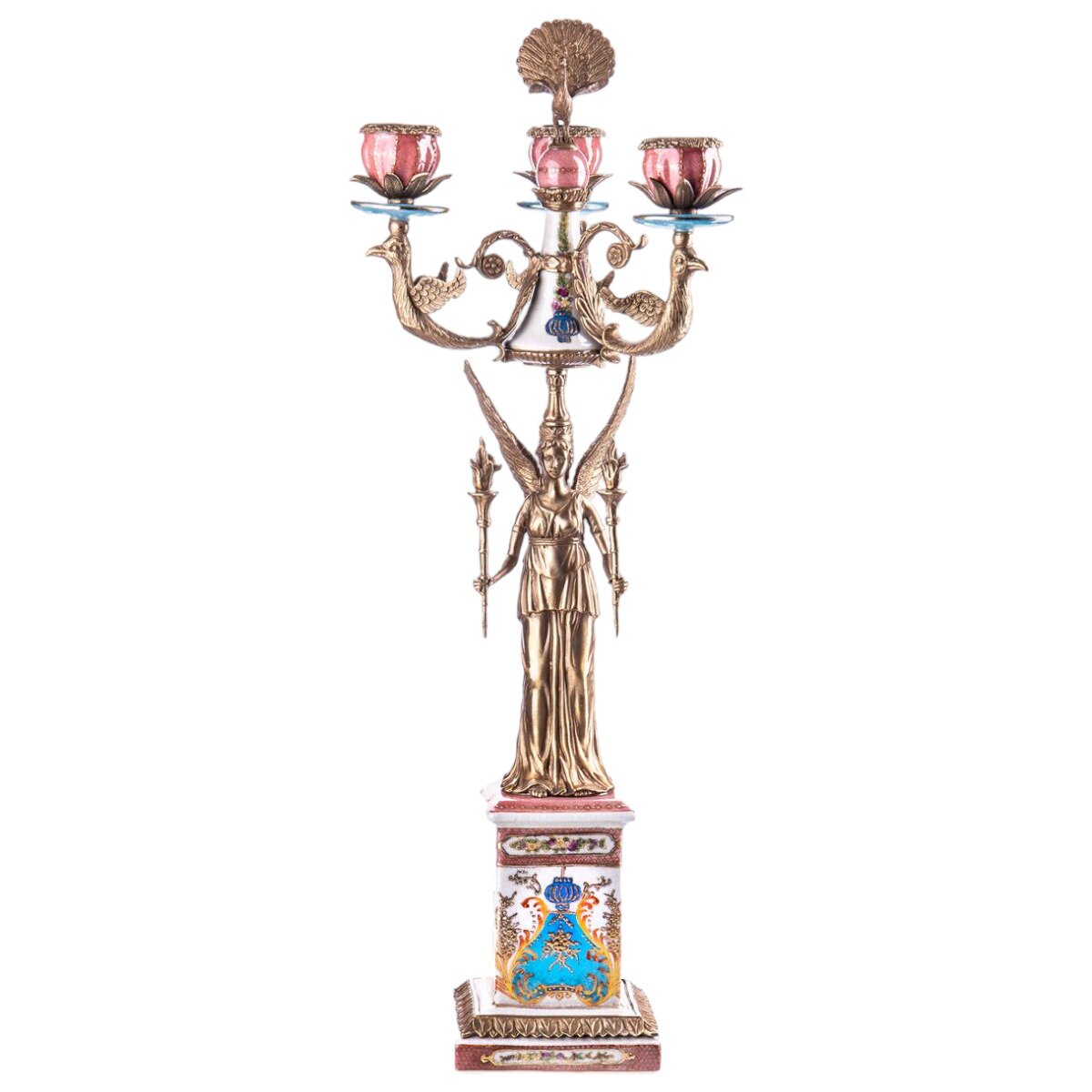 Porzellan/Messing Kerzenständer mit Engel #88197
