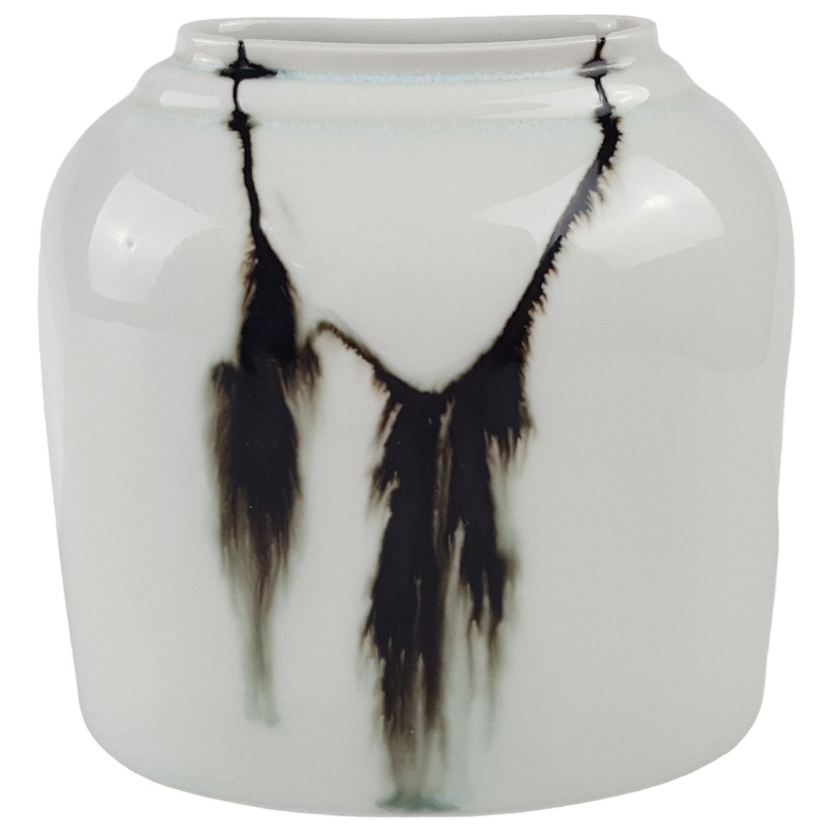 Tischvase Vase 13,3 cm Abstrakt grün, weiß Porzellan