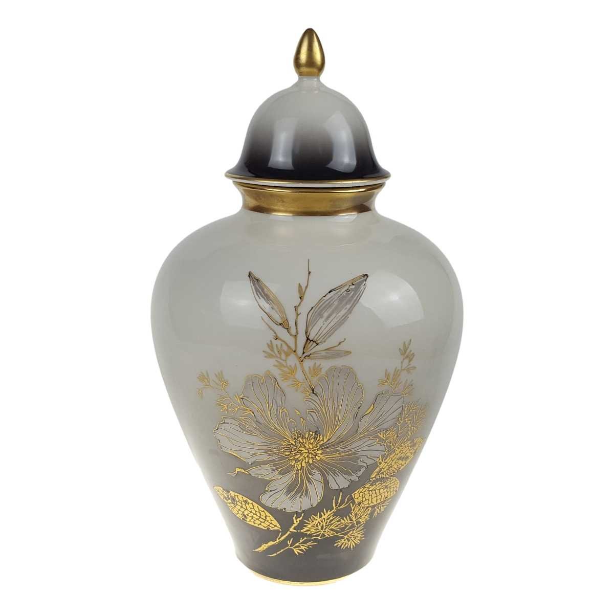 Deckelvase Goldrand Bavaria 27 cm Royal KM Blumendekor gebraucht - gut