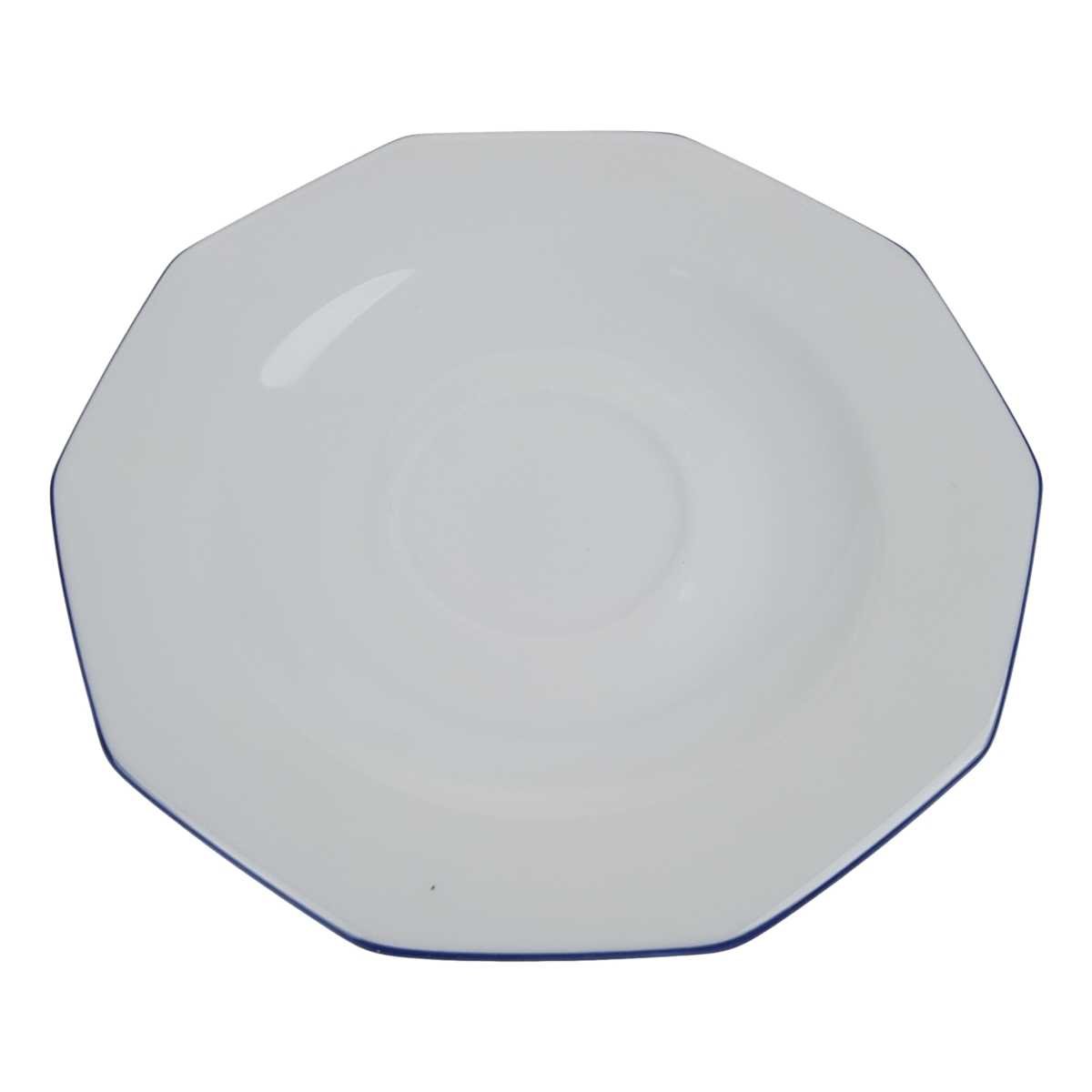 Untertasse für Kaffee 15,5 cm Marienbad Ingres Weiss blauer Rand gebraucht - gut