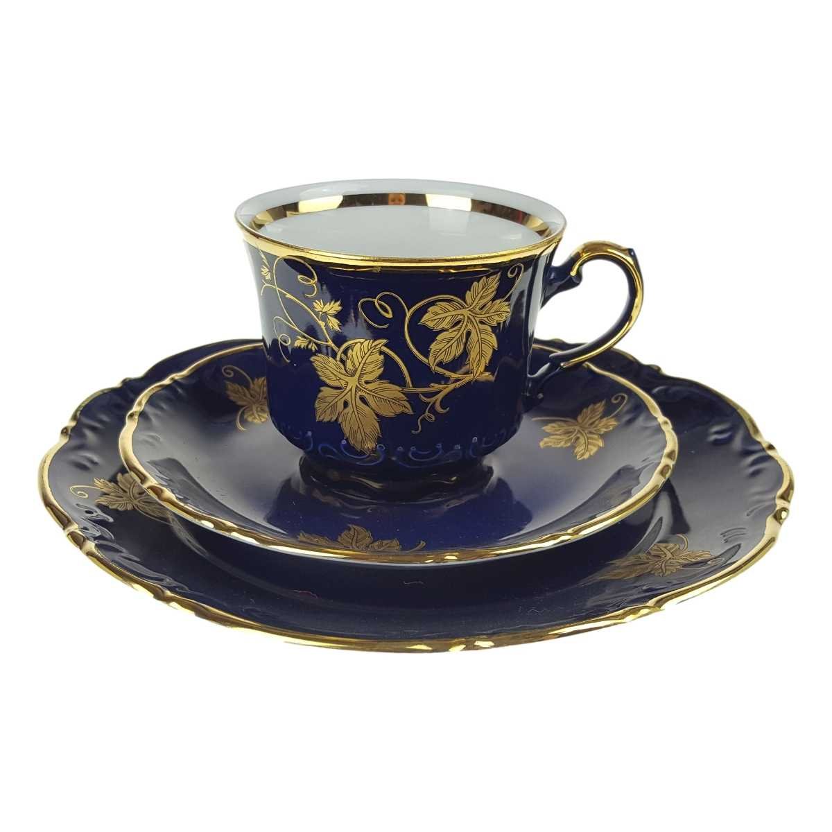 Gedeck Sammelgedeck Golddekor 3tlg Mitterteich Echt Kobalt mit gebraucht - gut