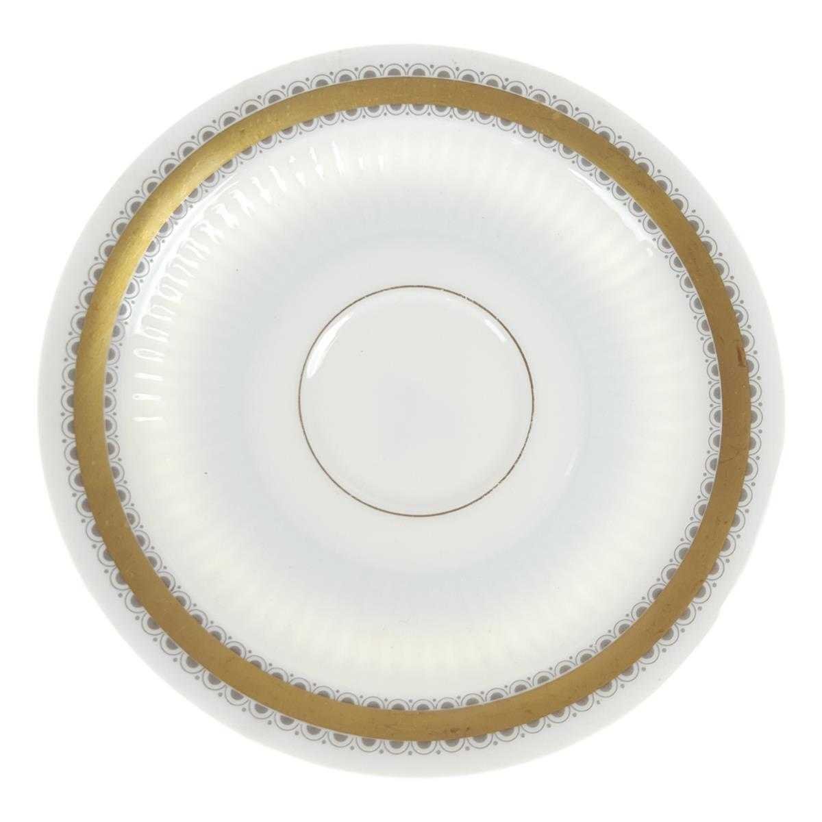 Untertasse für Kaffee 15 cm Seltmann Weiden Vohenstrauß Goldring graue Halbkreise gebraucht - gut