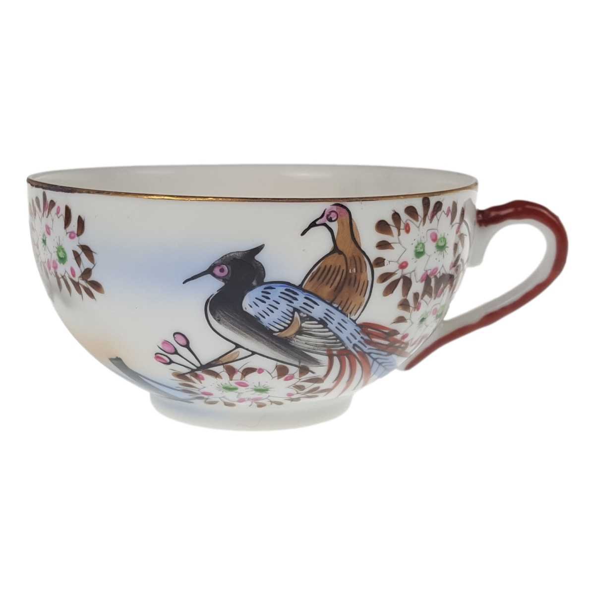 Teetasse Geisha im Tassenboden 0,15 L Japan China Asiatisches Porzellan Vogelmotiv Fasane gebraucht - gut