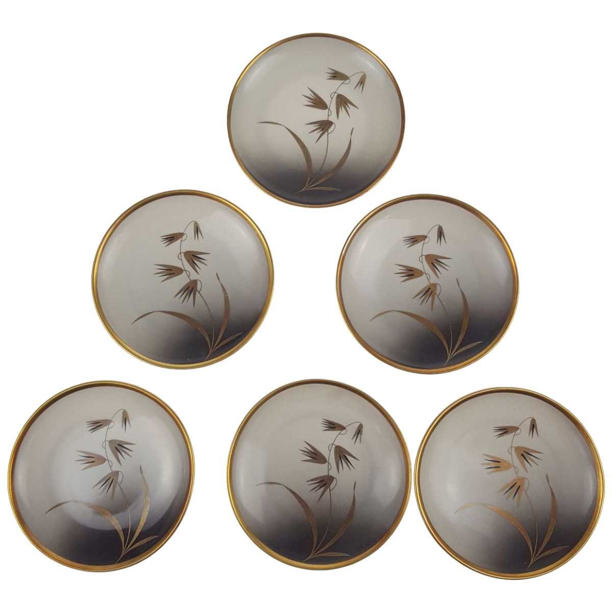 6er Set Untersetzer Golddekor 10,4 cm Kaiser Porzellan Alka Kunst Fortuna Blumen gebraucht - gut