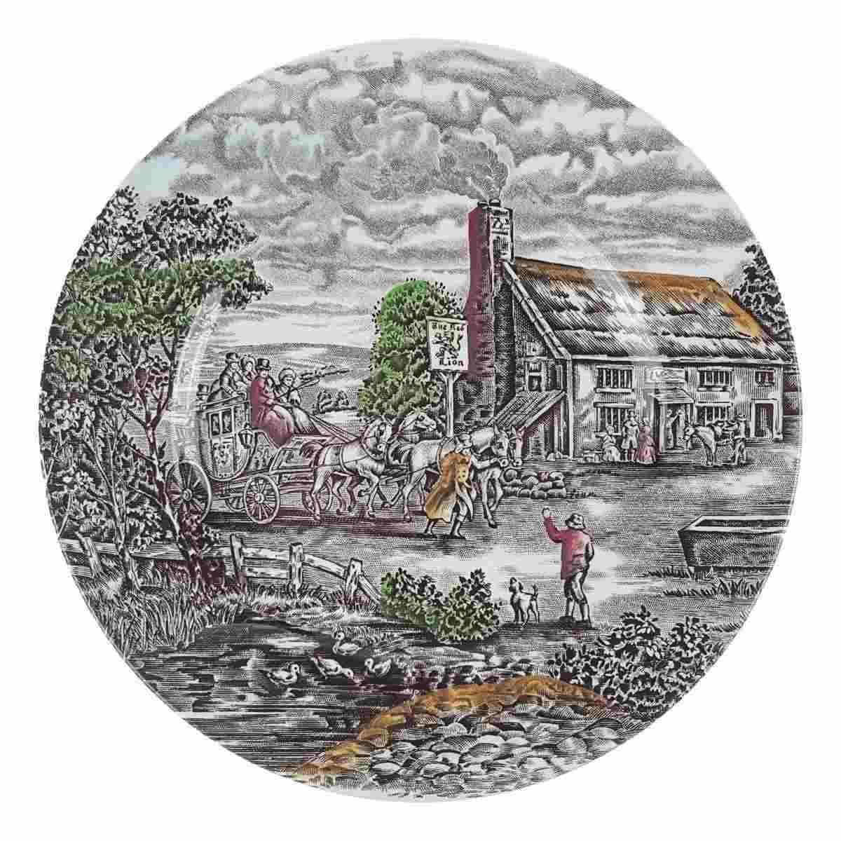 Kuchenteller Dessertteller 20,2 cm Wood & Sons England The Post House Bunt Historismus gebraucht - akzeptabel